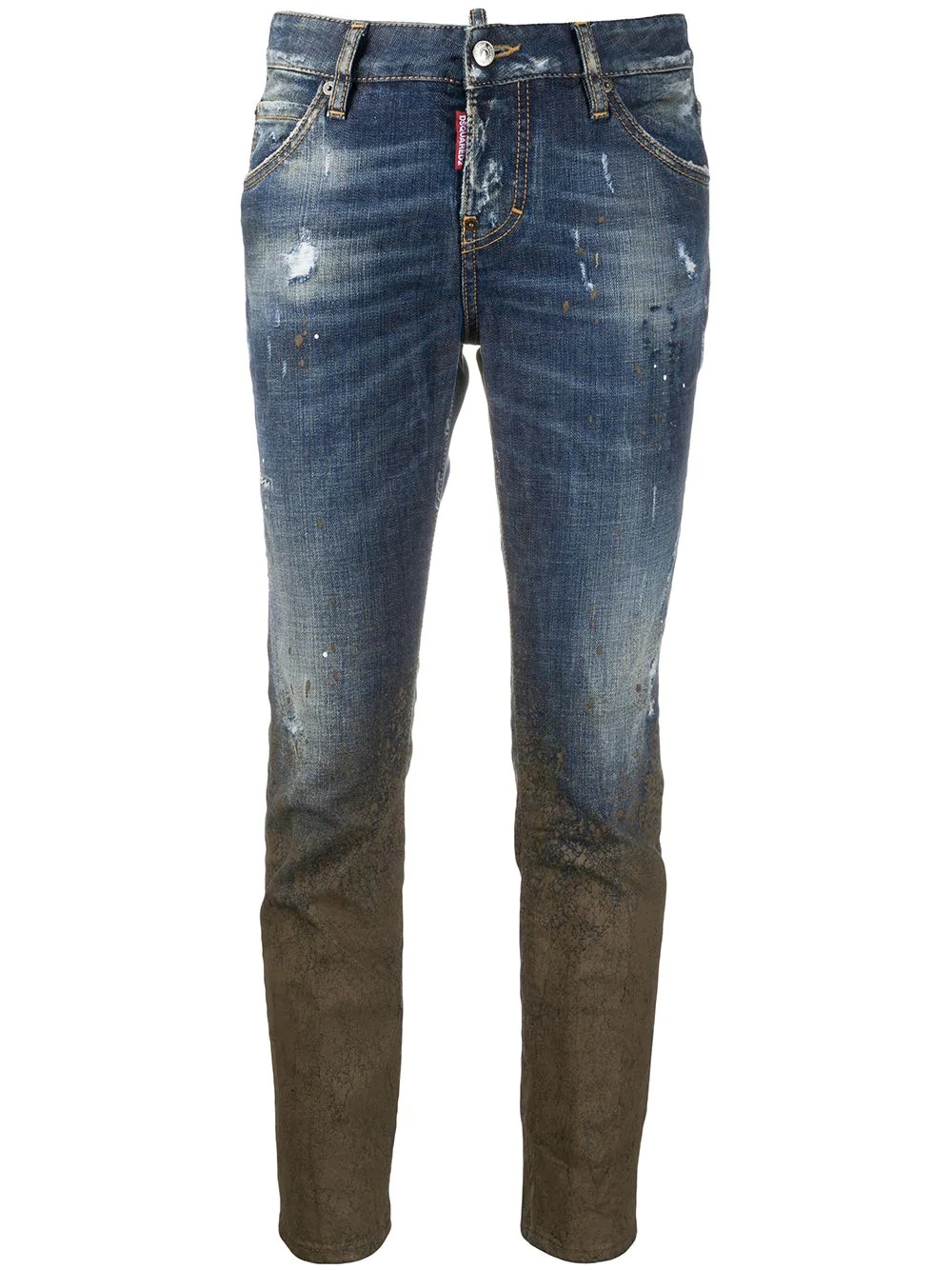 mud-effect cropped jeans - 1