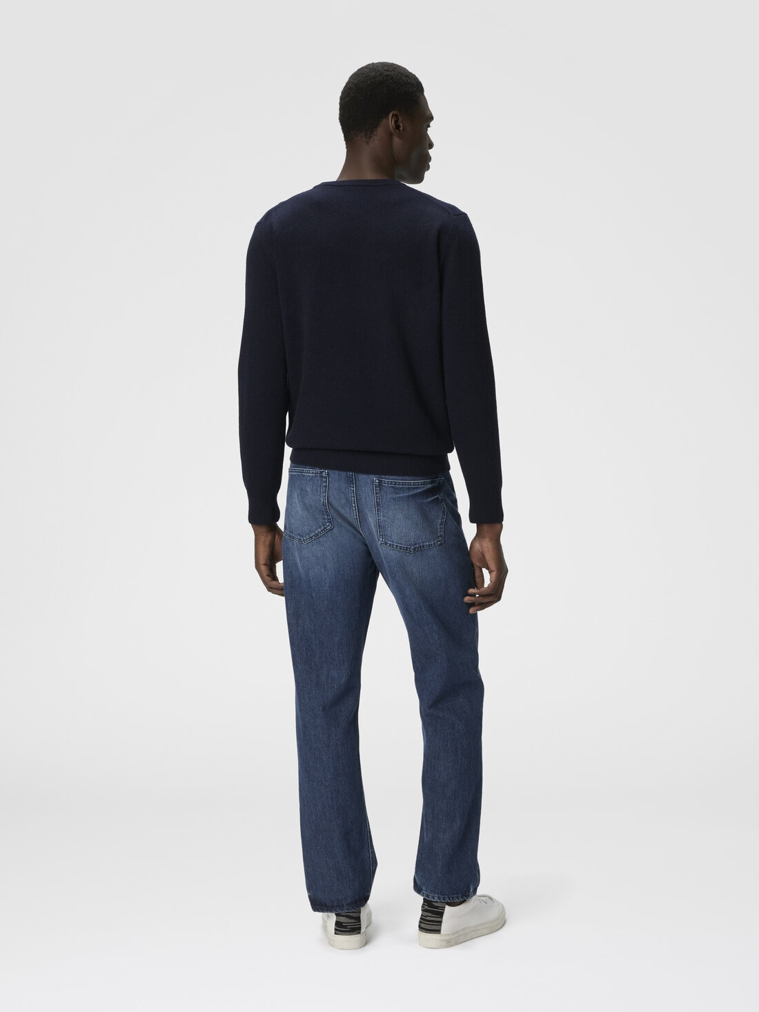 Crew Neck Sweater with Zigzag Detail - 3