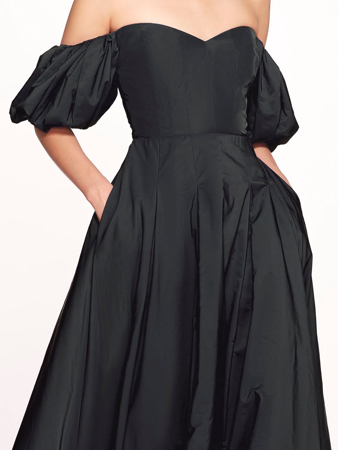 BALLOON SLEEVE TAFFETA GOWN - 4