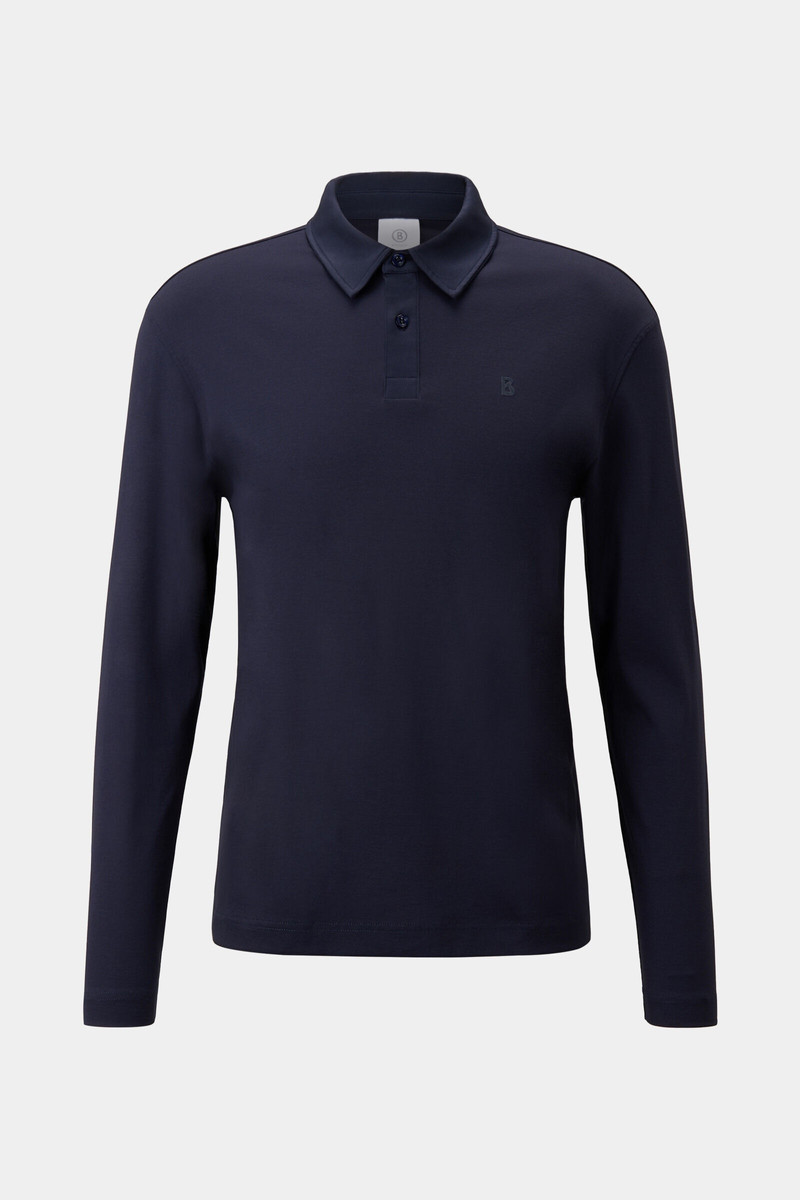 Mika Longsleeve polo shirt in Navy blue 1
