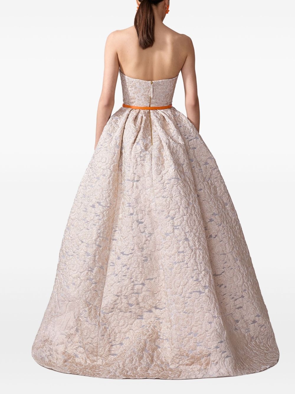 brocade-effect gown - 3