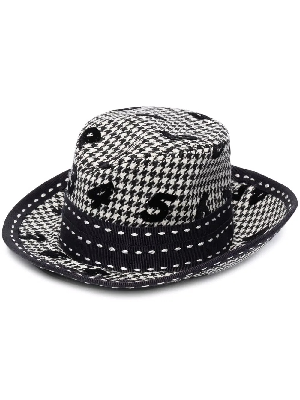 houndstooth-pattern numbers fedora hat - 1