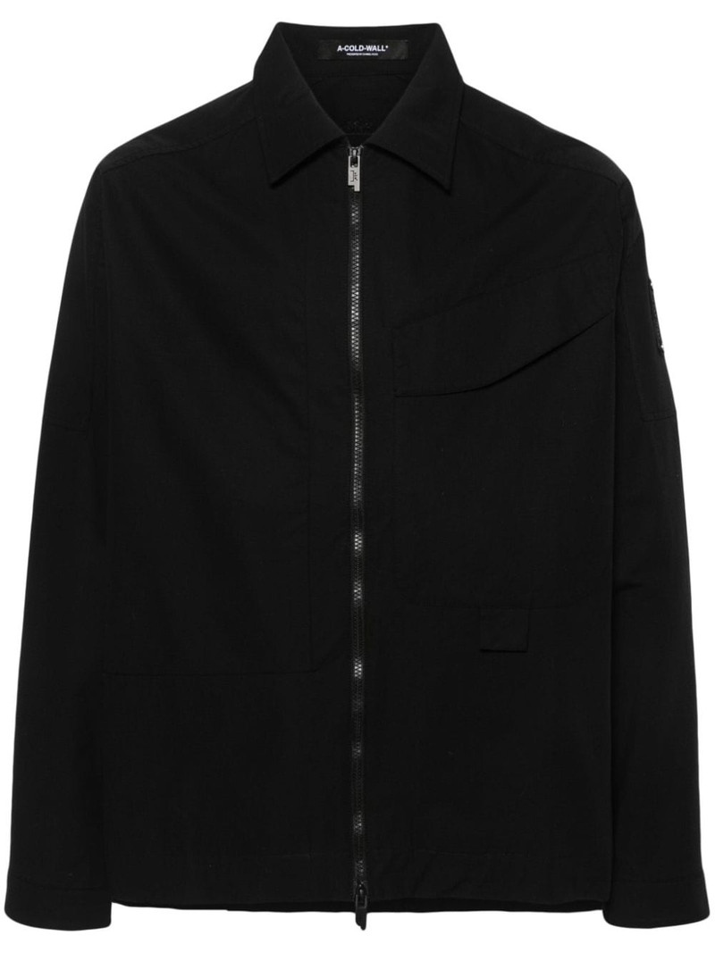 logo-embroidered ripstop overshirt 1