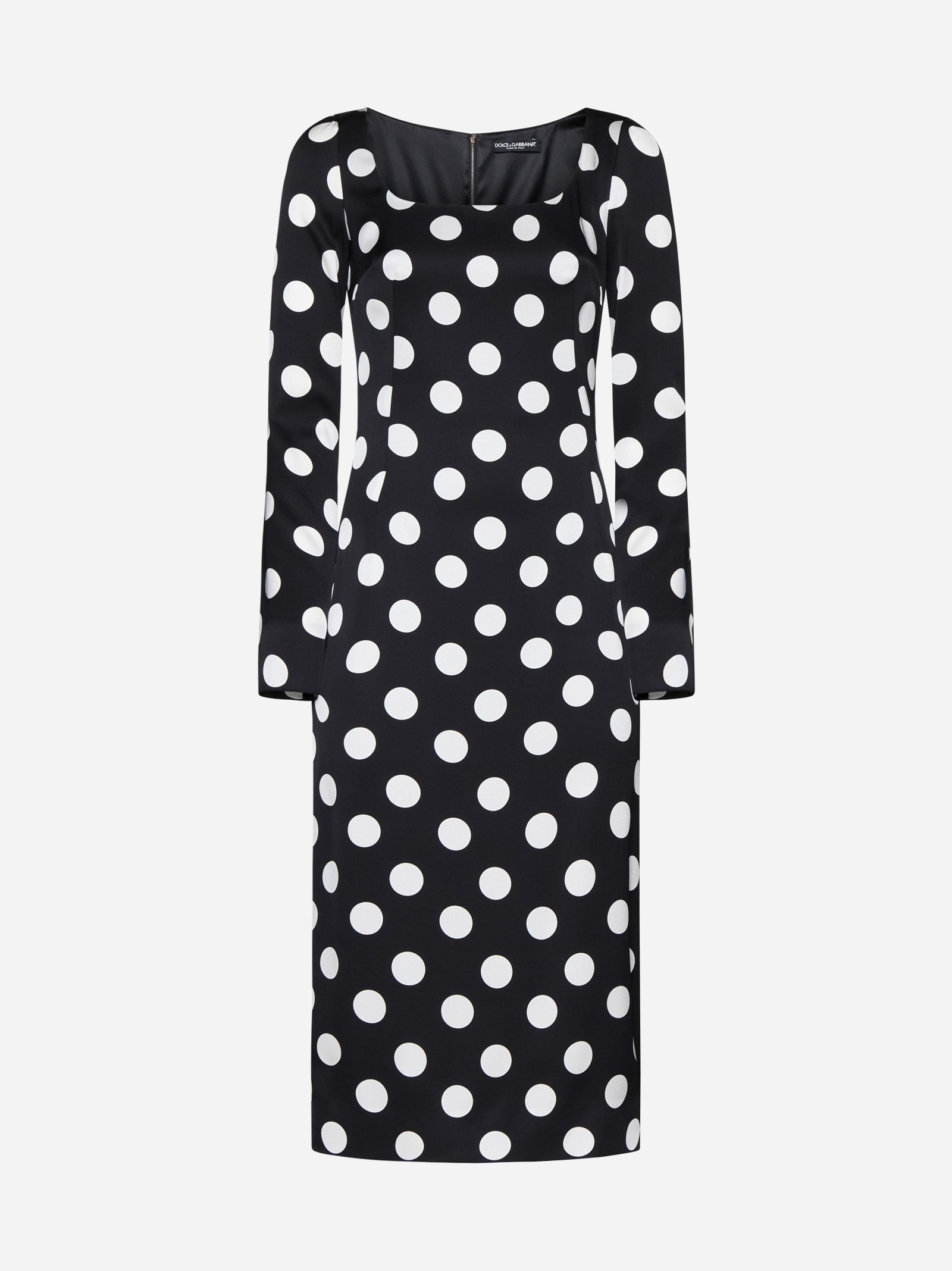 Polka dot print silk midi dress - 1