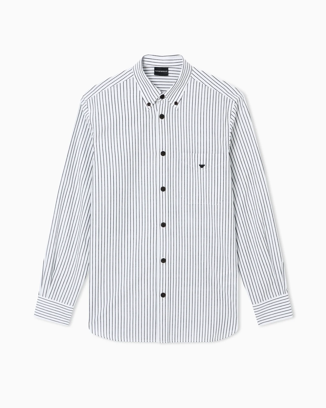 STRIPED YARN-DYED FABRIC BUTTON-DOWN SHIRT - 1