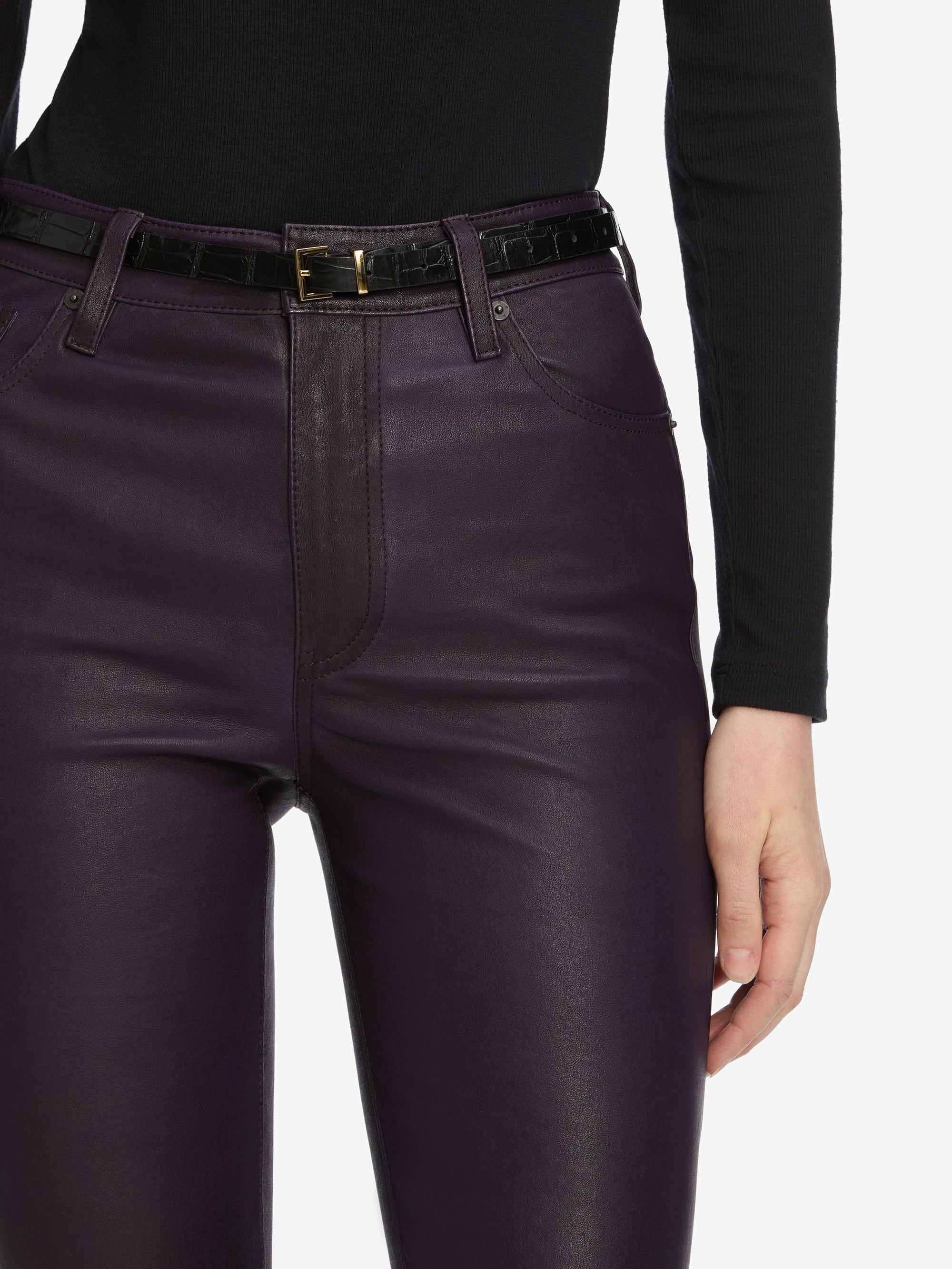 The Leather Reboot Crop in Dark Royal Purple - 4
