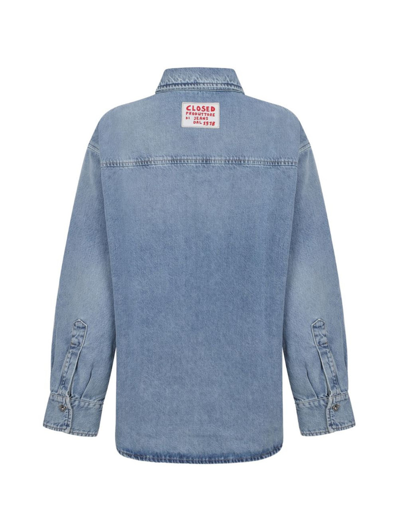 CLOSED buttoned logo-patch shirt outlook