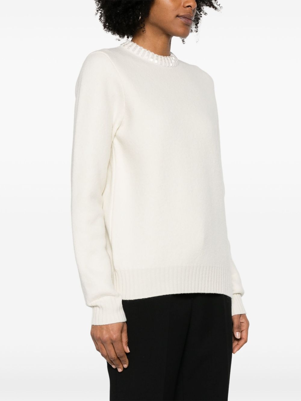 beaded-collar sweater - 3