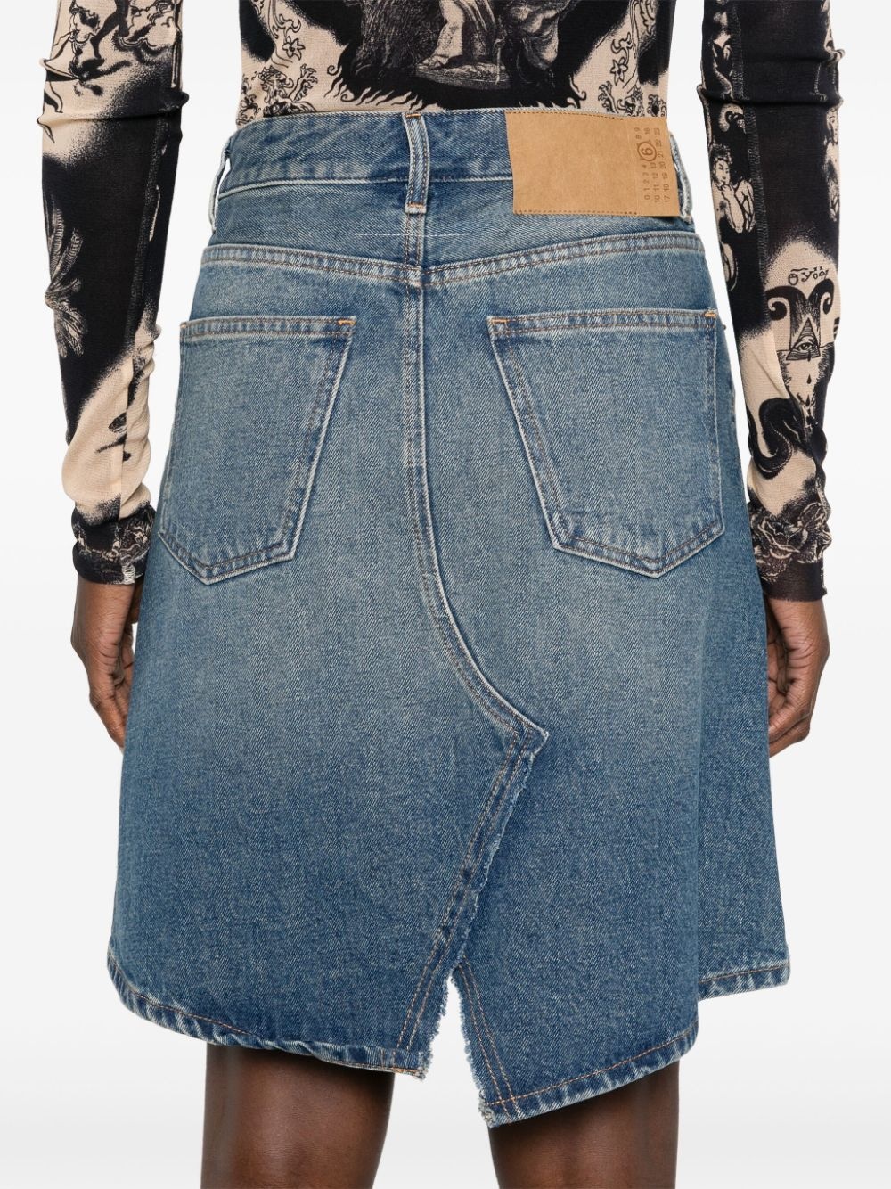 faded denim skirt - 5