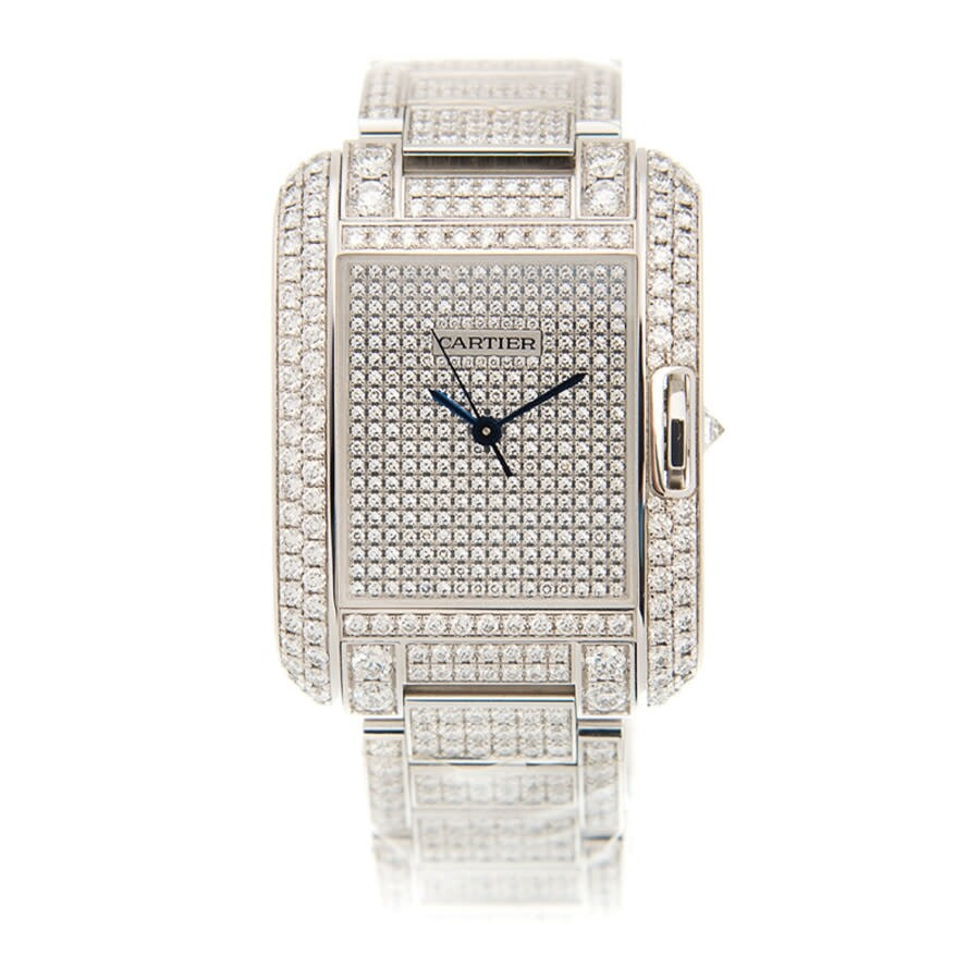 Cartier Tank Anglaise Diamond Pave 18kt White Gold Automatic Men's Watch HPI00561 - 3