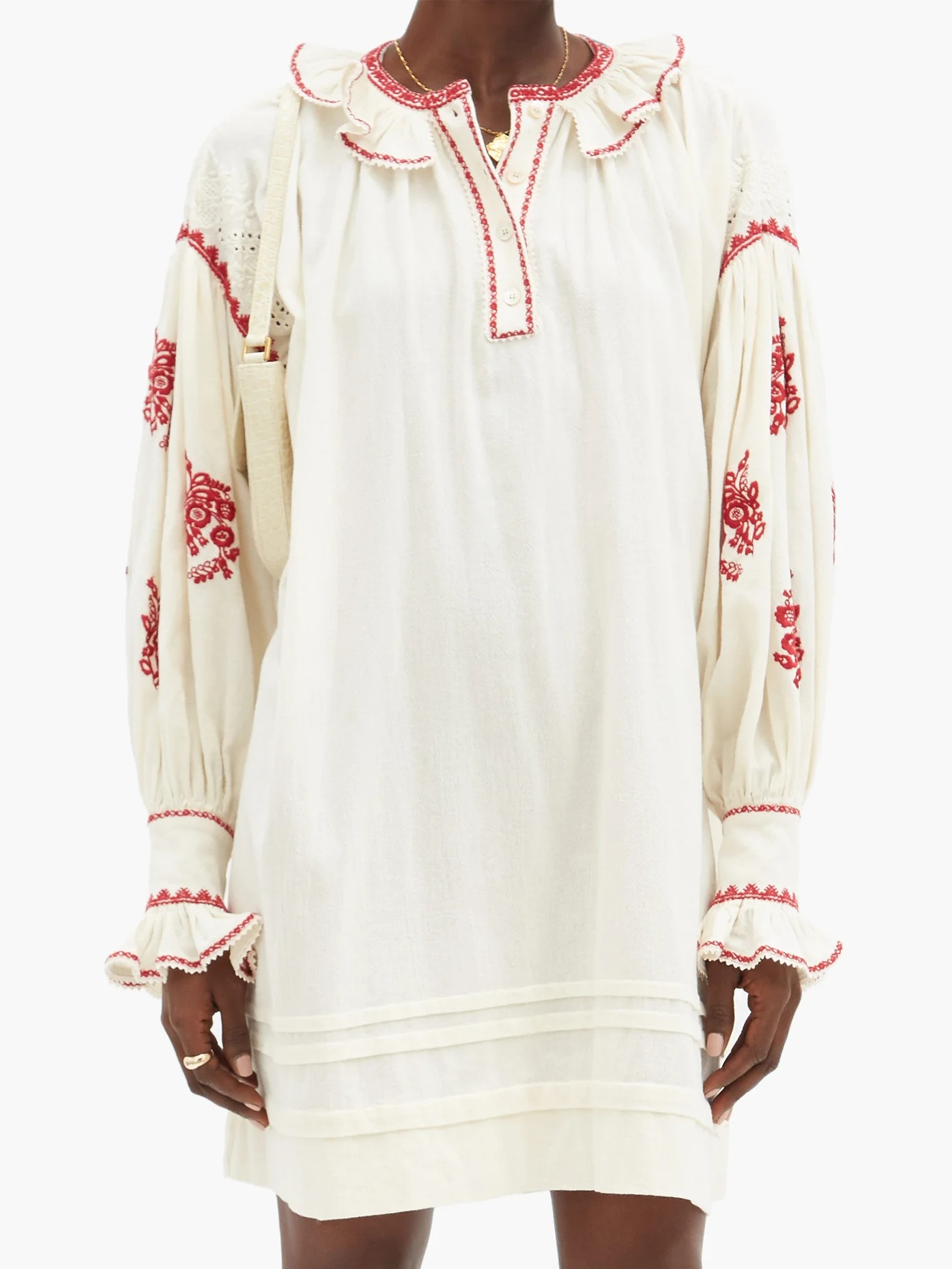 Ruby embroidered cotton-voile mini dress - 6