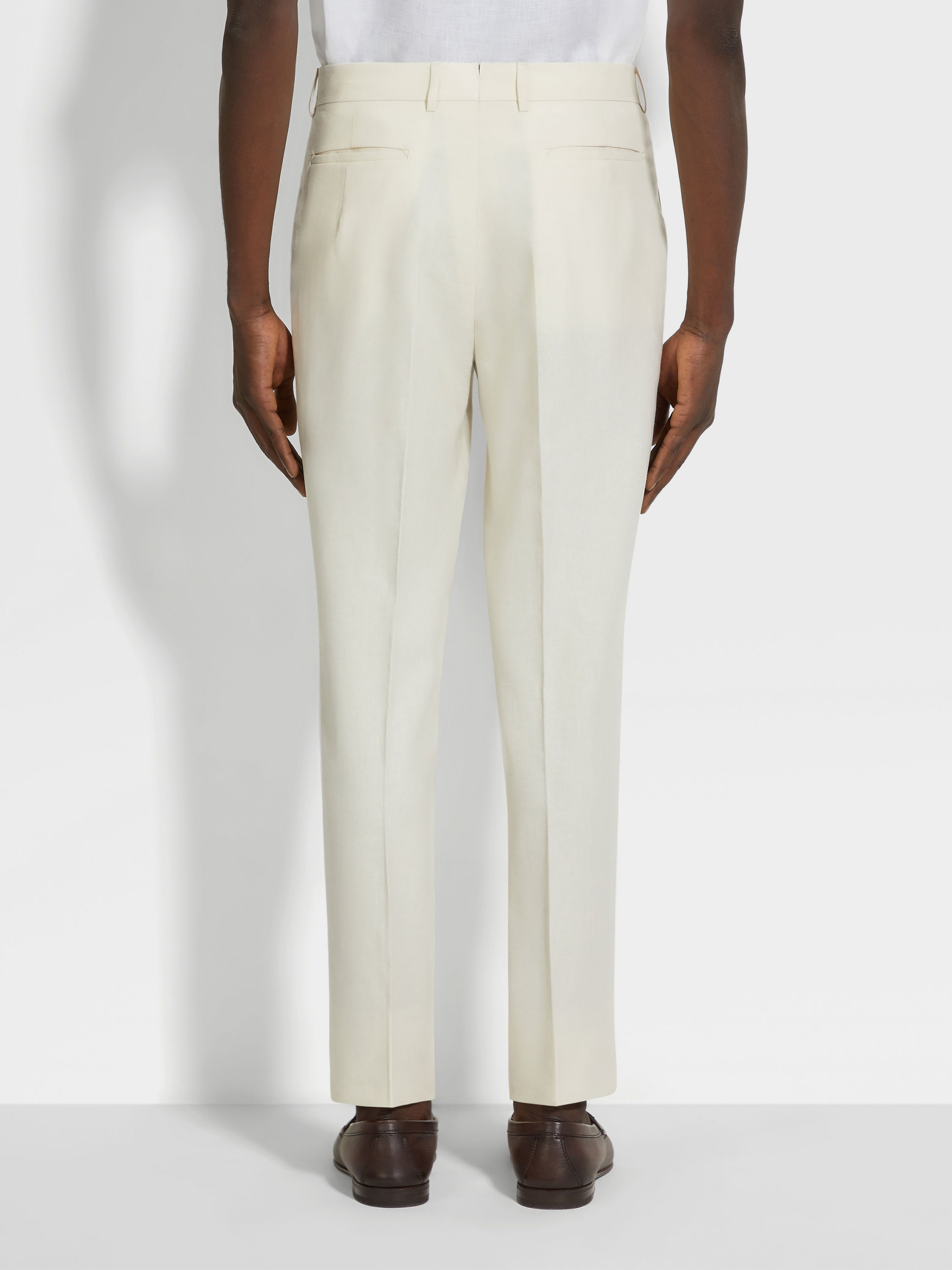 WHITE OASI LINO PANTS - 6
