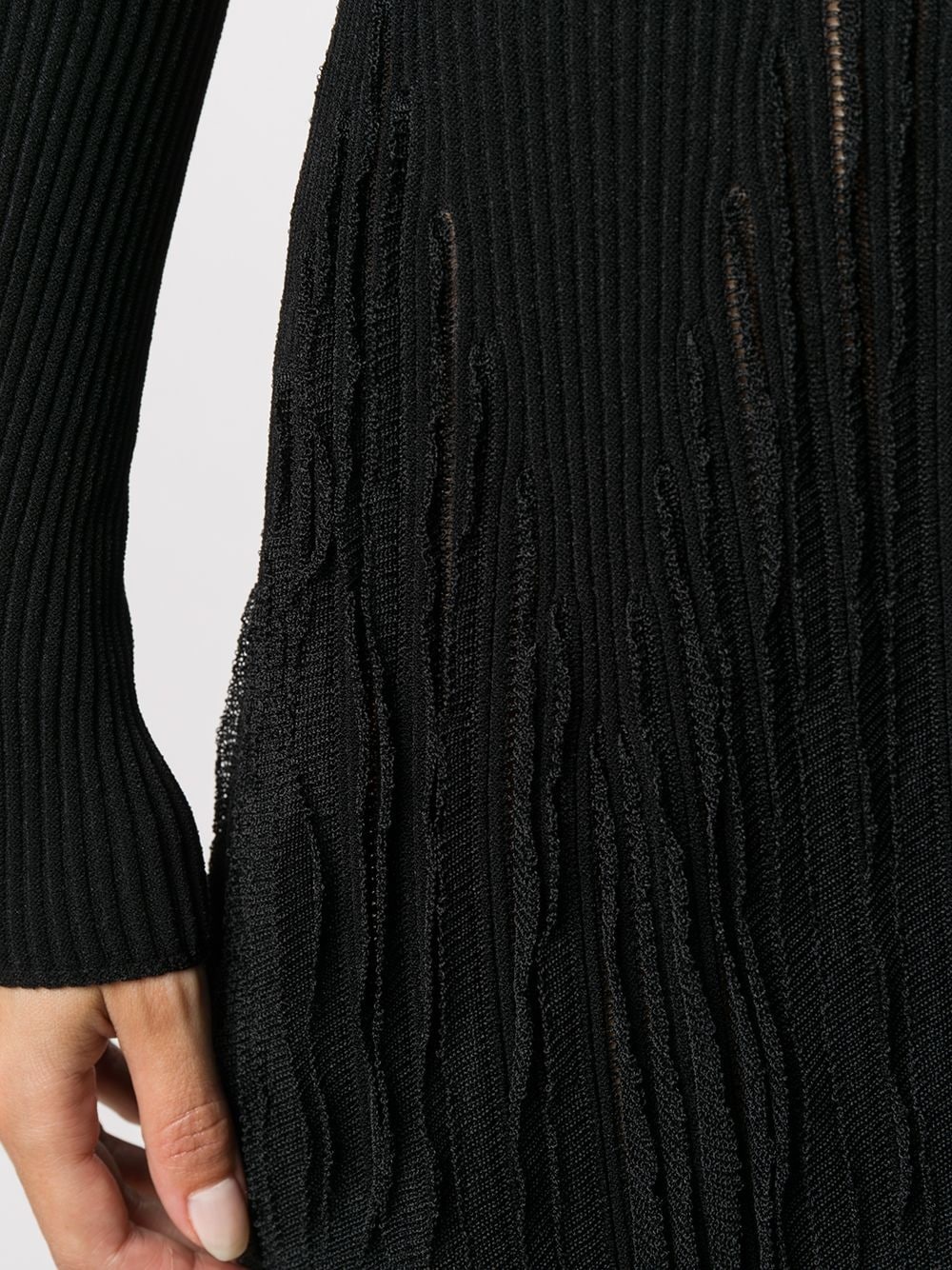 ribbed pleated long-sleeve dress - 5