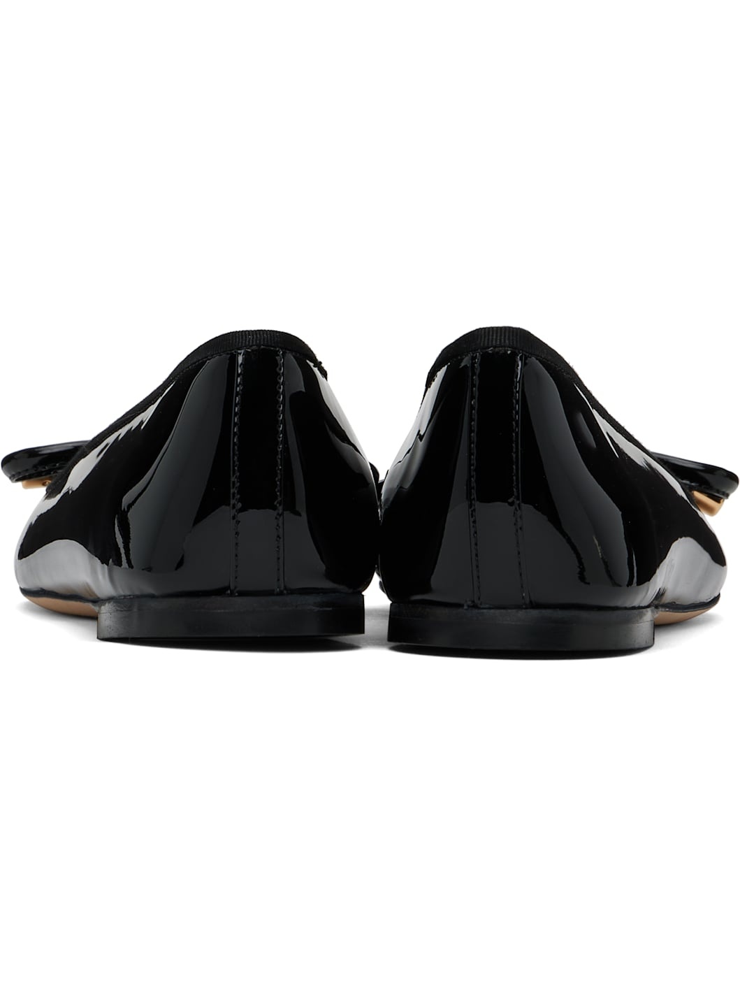 Black Opera Bow Patent Ballerina Flats - 2