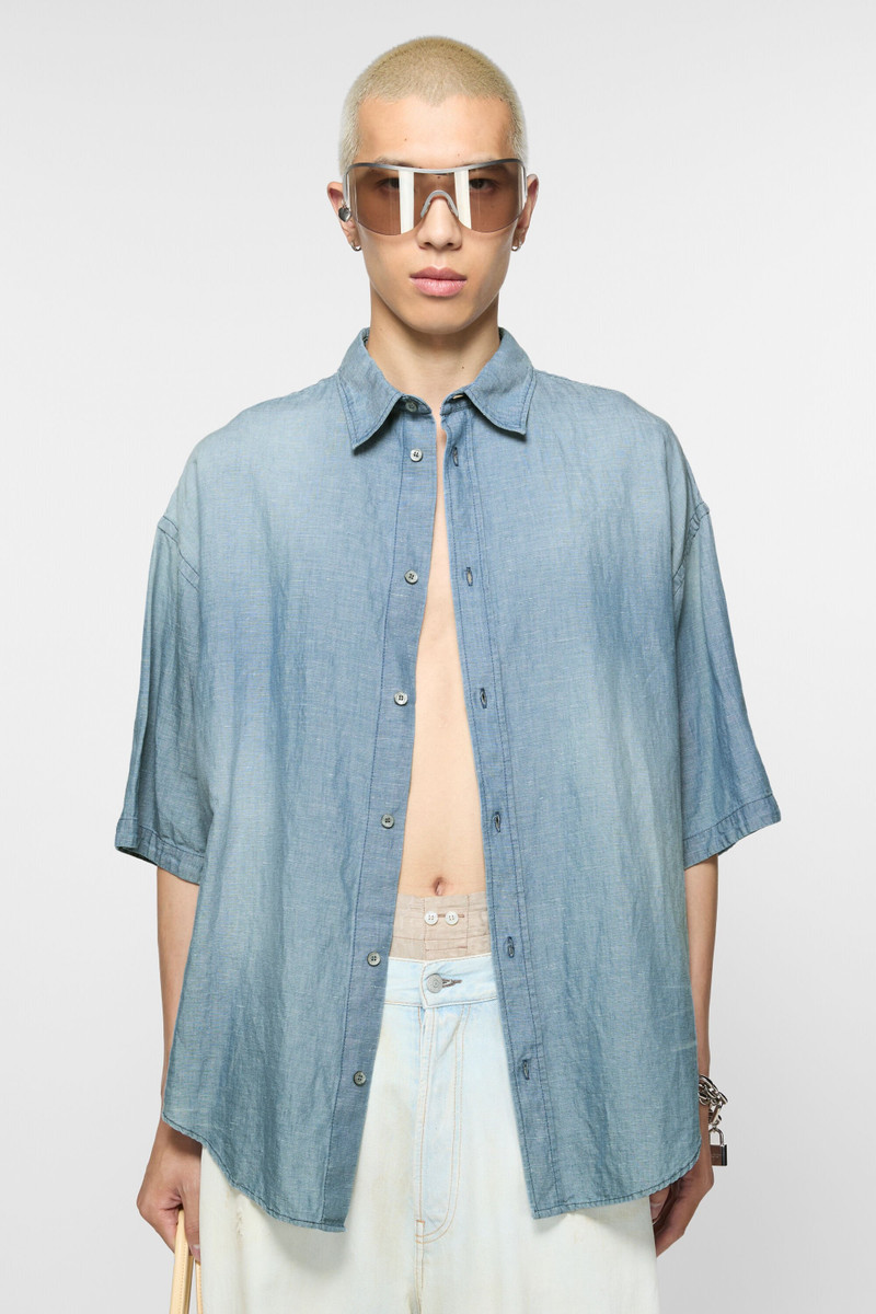 Acne Studios Button-up shirt logo stamp - Mid blue outlook