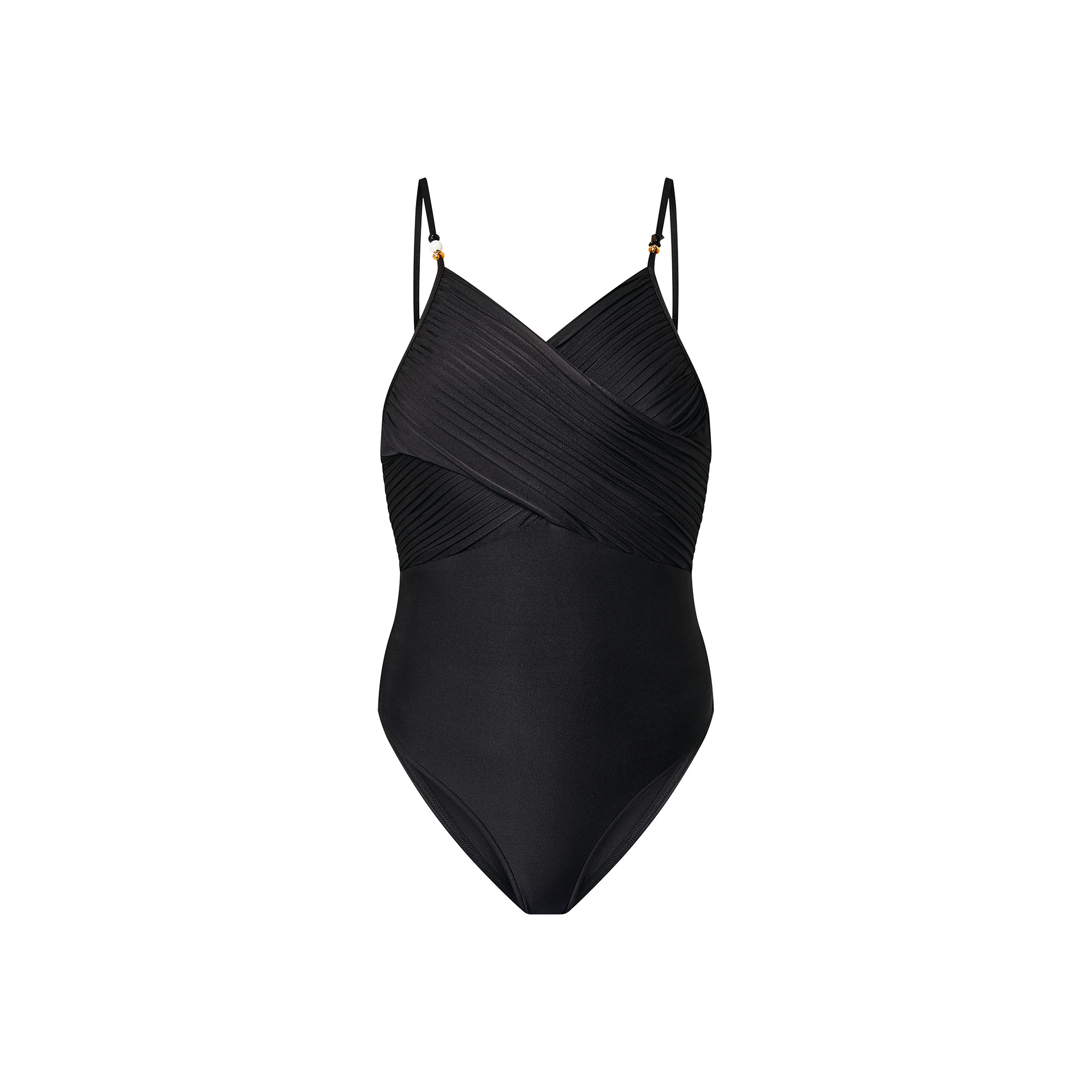 Pleated Front One-Piece Swimsuit - 1