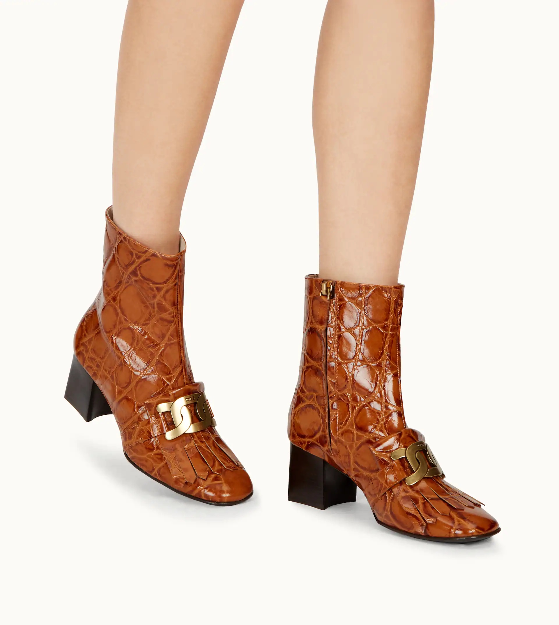 KATE ANKLE BOOTS IN LEATHER - ORANGE - 2