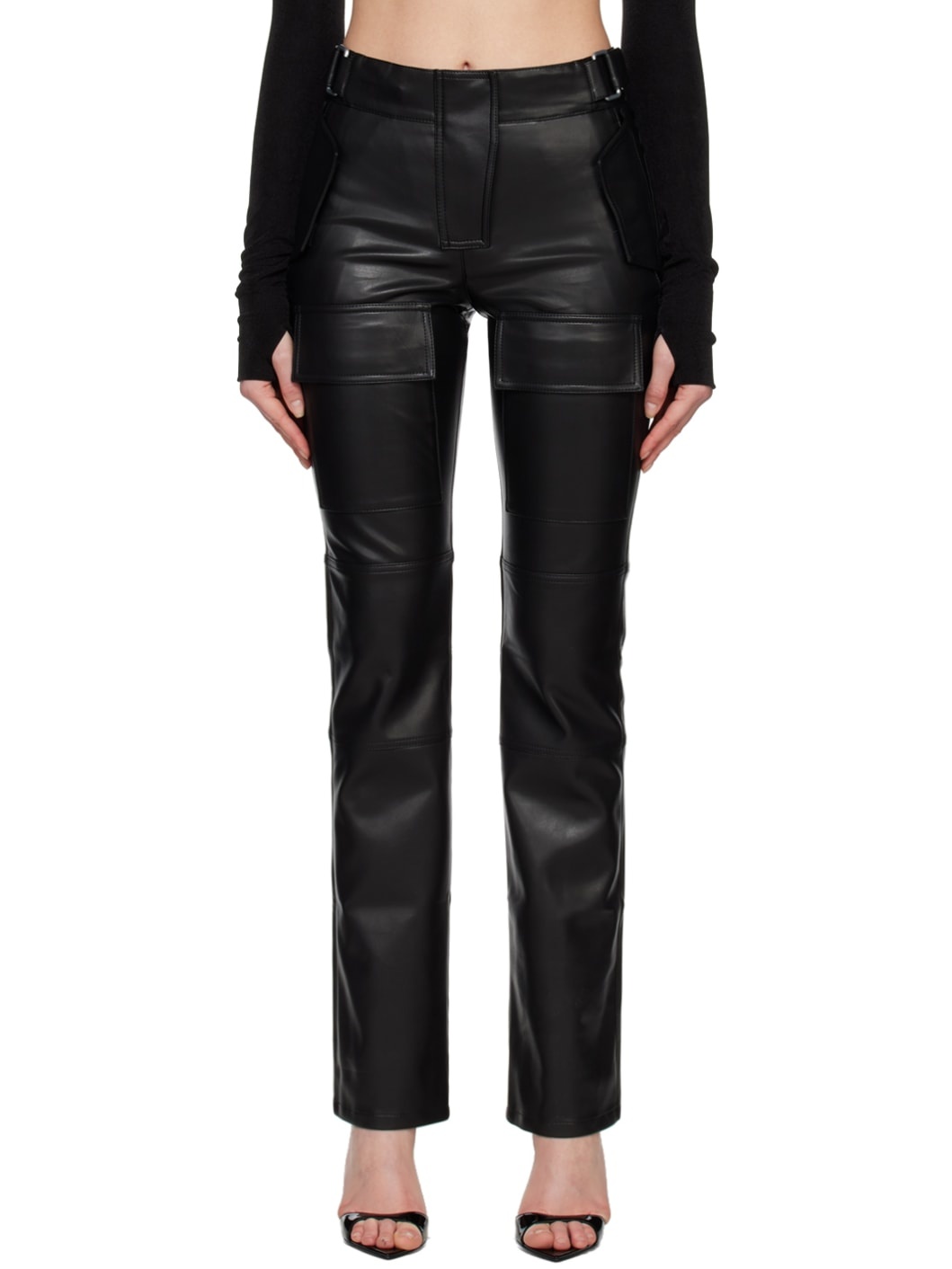 Black Cinch Faux-Leather Trousers - 1