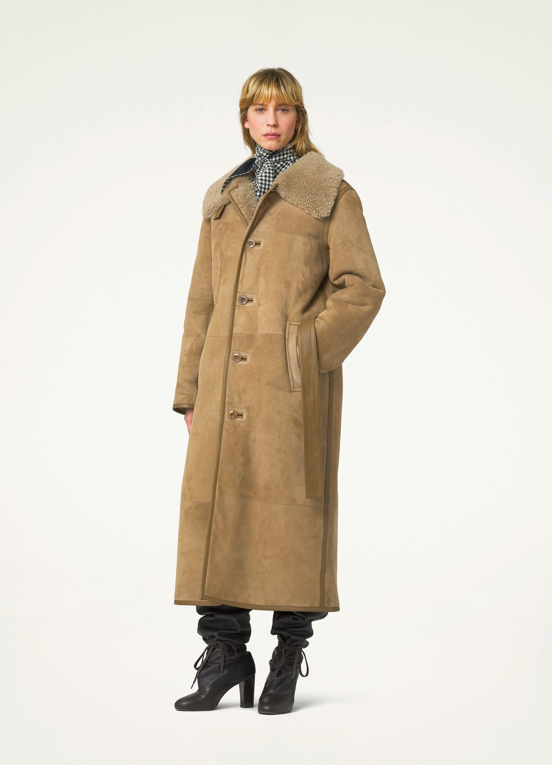 LONG SHEARLING COAT - 2