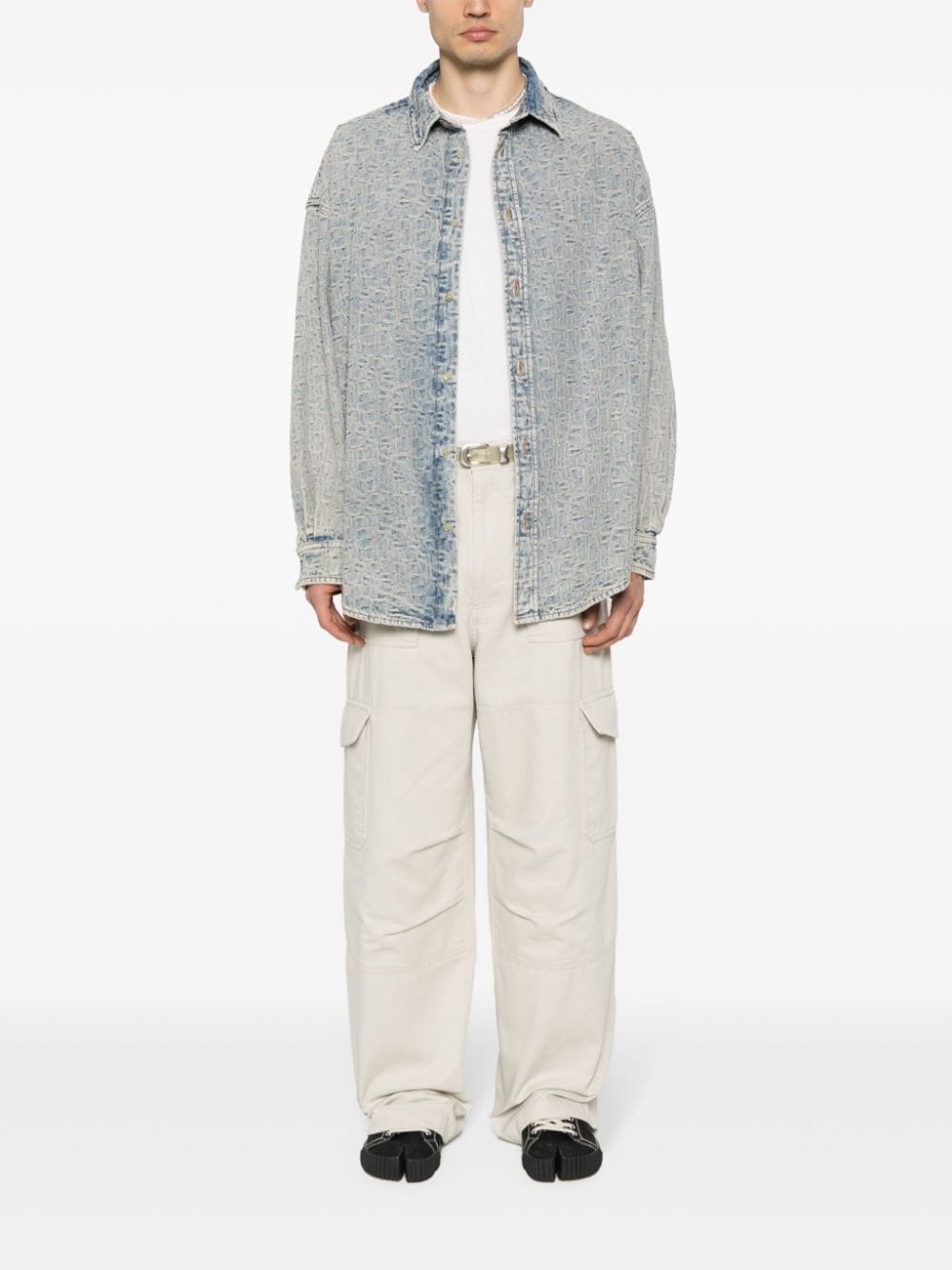 monogram-jacquard denim shirt - 2