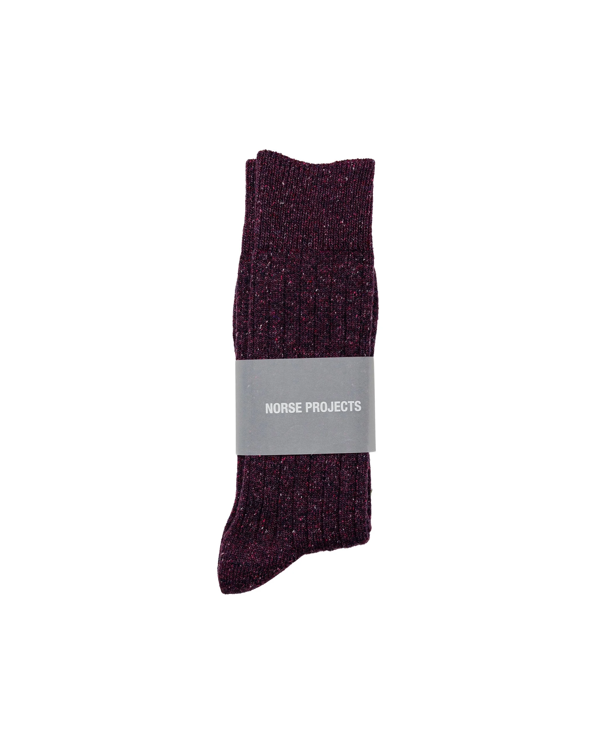 Bykle Neps Wool Rib Sock Darkest Purple - 1