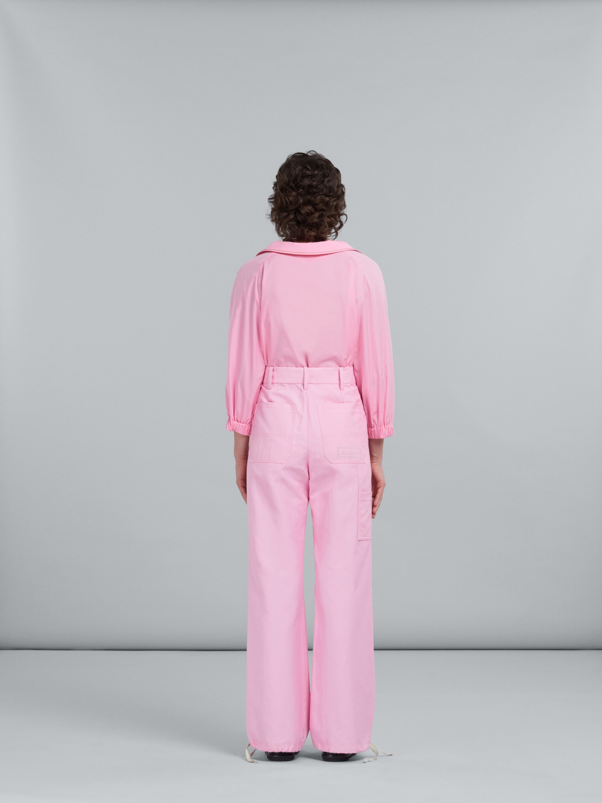 LIGHT PINK CARGO TROUSERS IN TECHNICAL COTTON-LINEN - 3