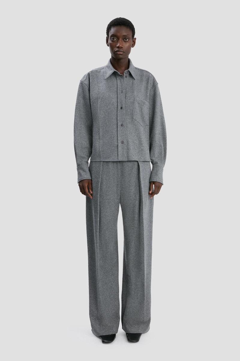 Victoria Beckham Cropped Long Sleeve Shirt In Grey Melange outlook
