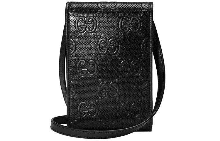 (WMNS) Gucci Logo Embossing Leather Shoulder Messenger Bag Mini Unisex / Black 625571-1W3AN-1000 - 2