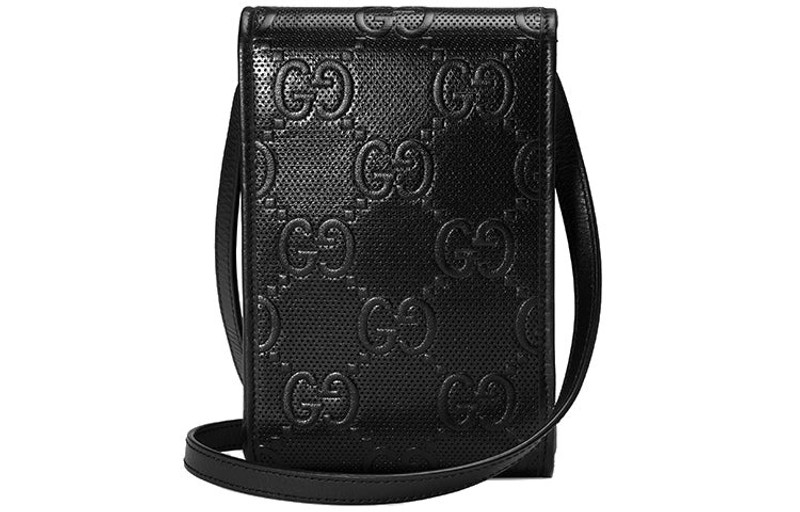 GUCCI (WMNS) Gucci Logo Embossing Leather Shoulder Messenger Bag Mini Unisex / Black 625571-1W3AN-1000 outlook