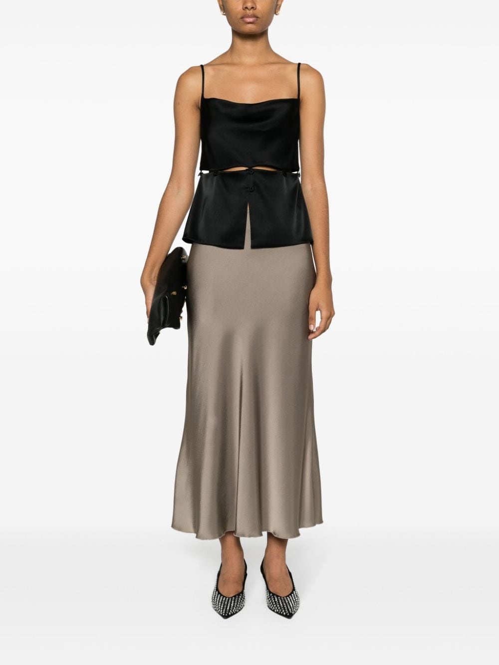 modular peplum-waist satin tank top - 2