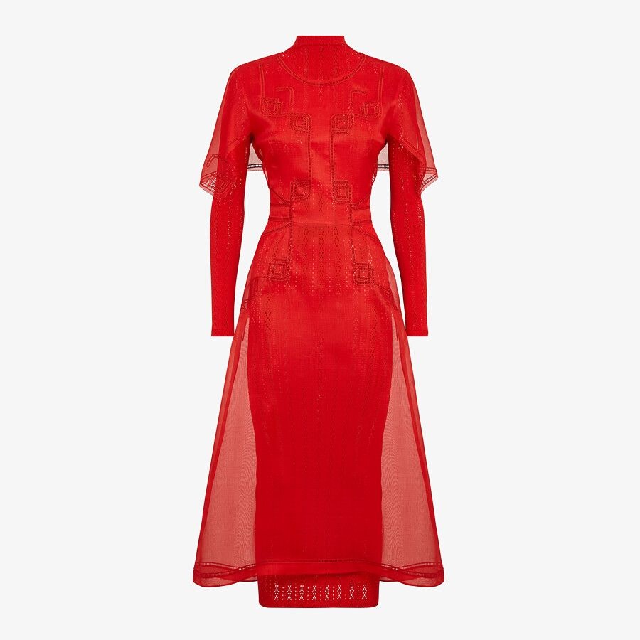 Red silk dress - 1