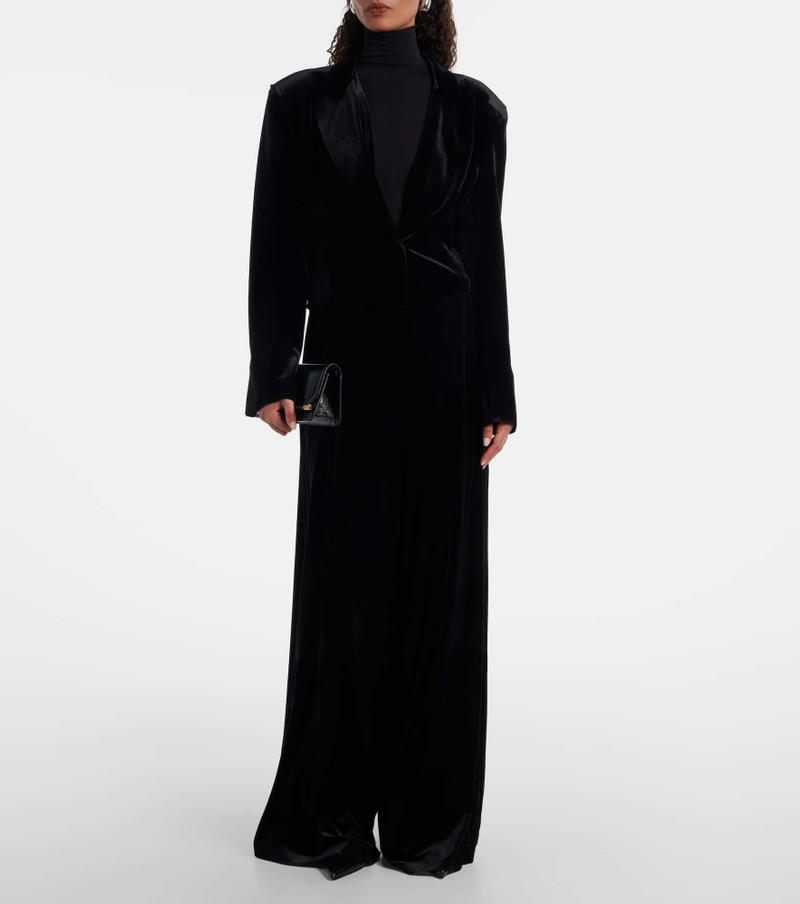 NORMA KAMALI Pleated high-rise velvet wide-leg pants outlook