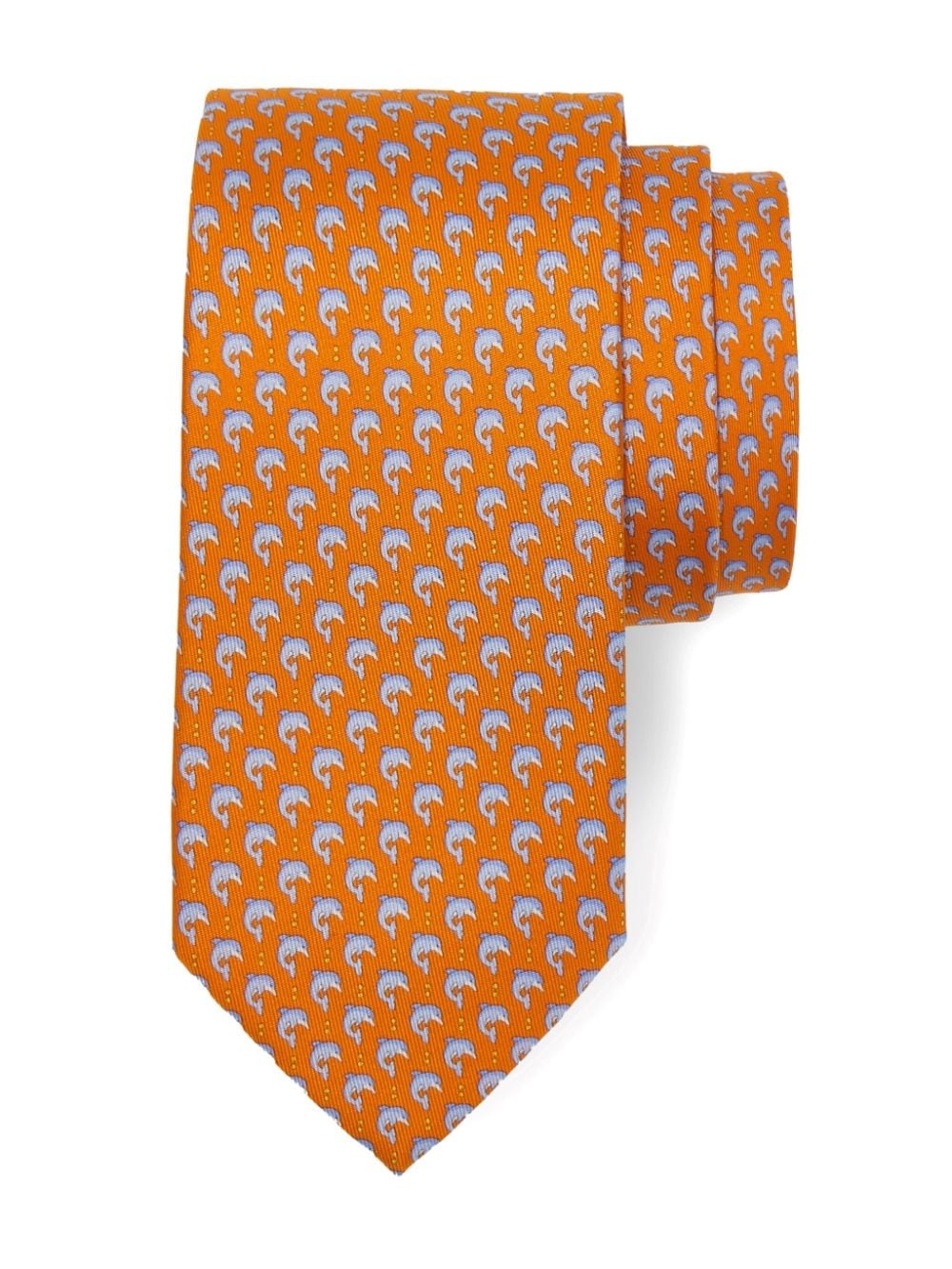 dolphin-print silk tie - 2