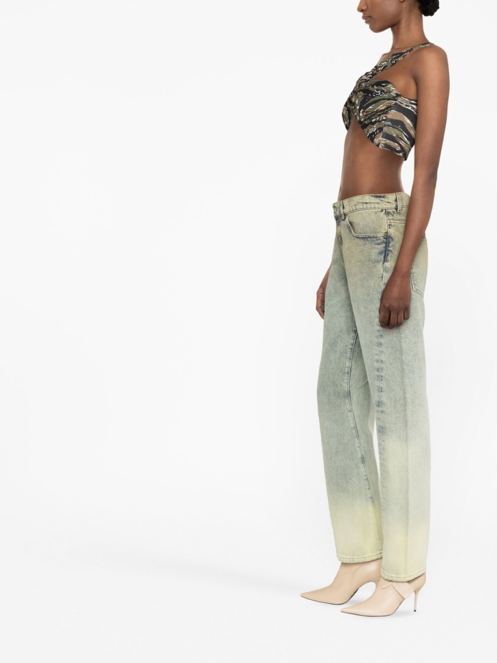 washed denim straight-leg jeans - 4