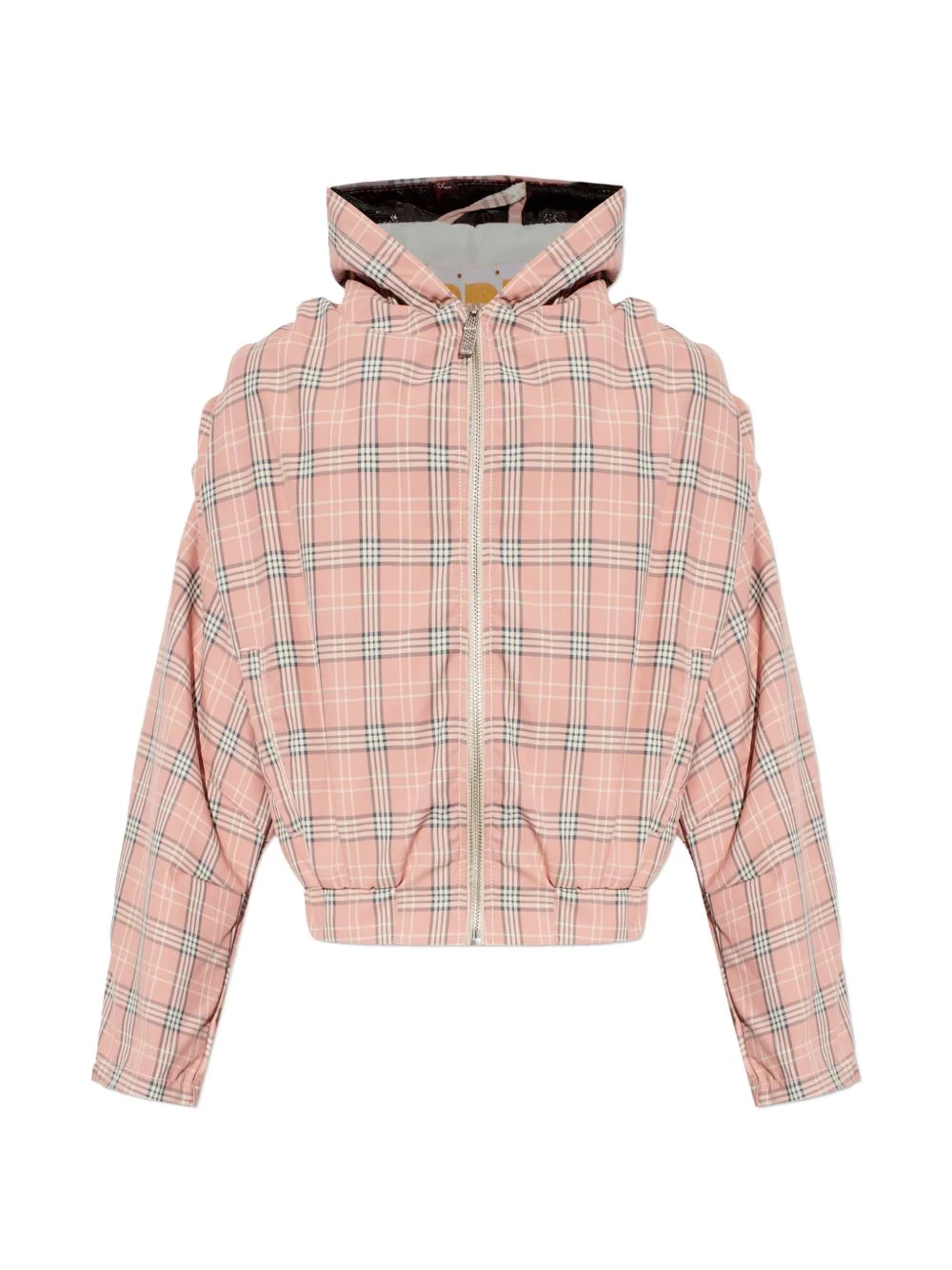 hooded check jacket - 1