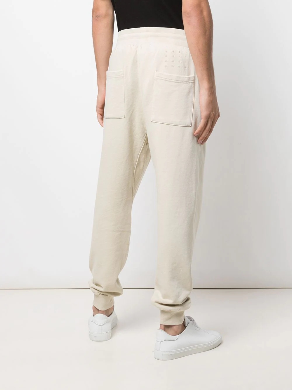 drawstring-waist cotton track trousers - 4