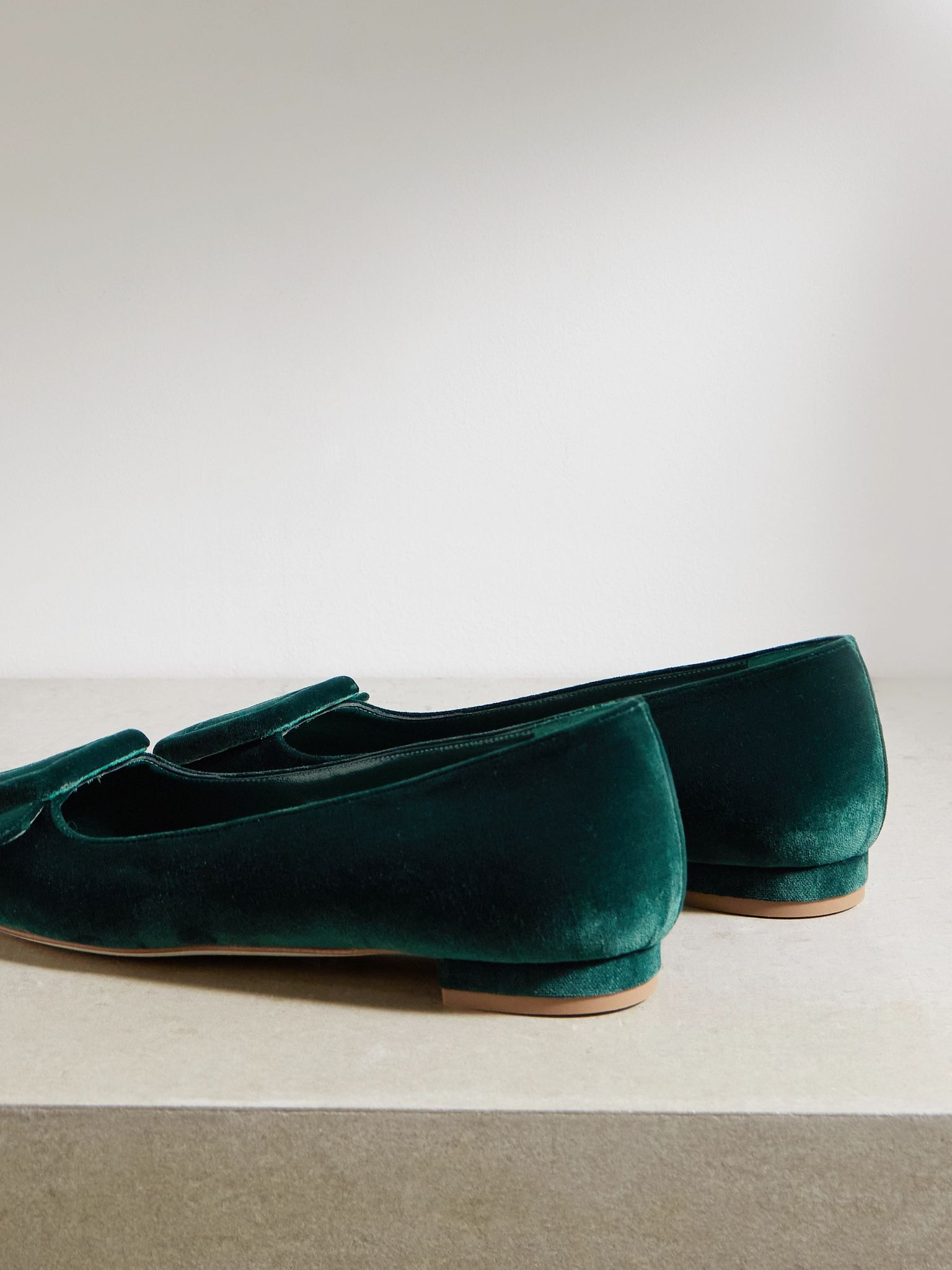 Maysale velvet pointed-toe flats Dark green - 3