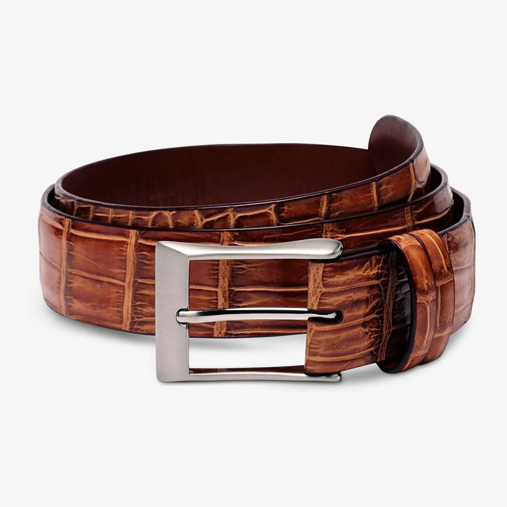 Genuine Crocodile Dress Belt - 1