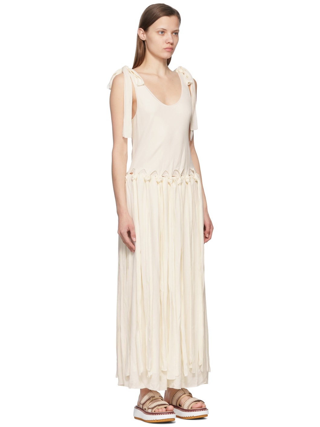 Off-White Viscose Maxi Dress - 2