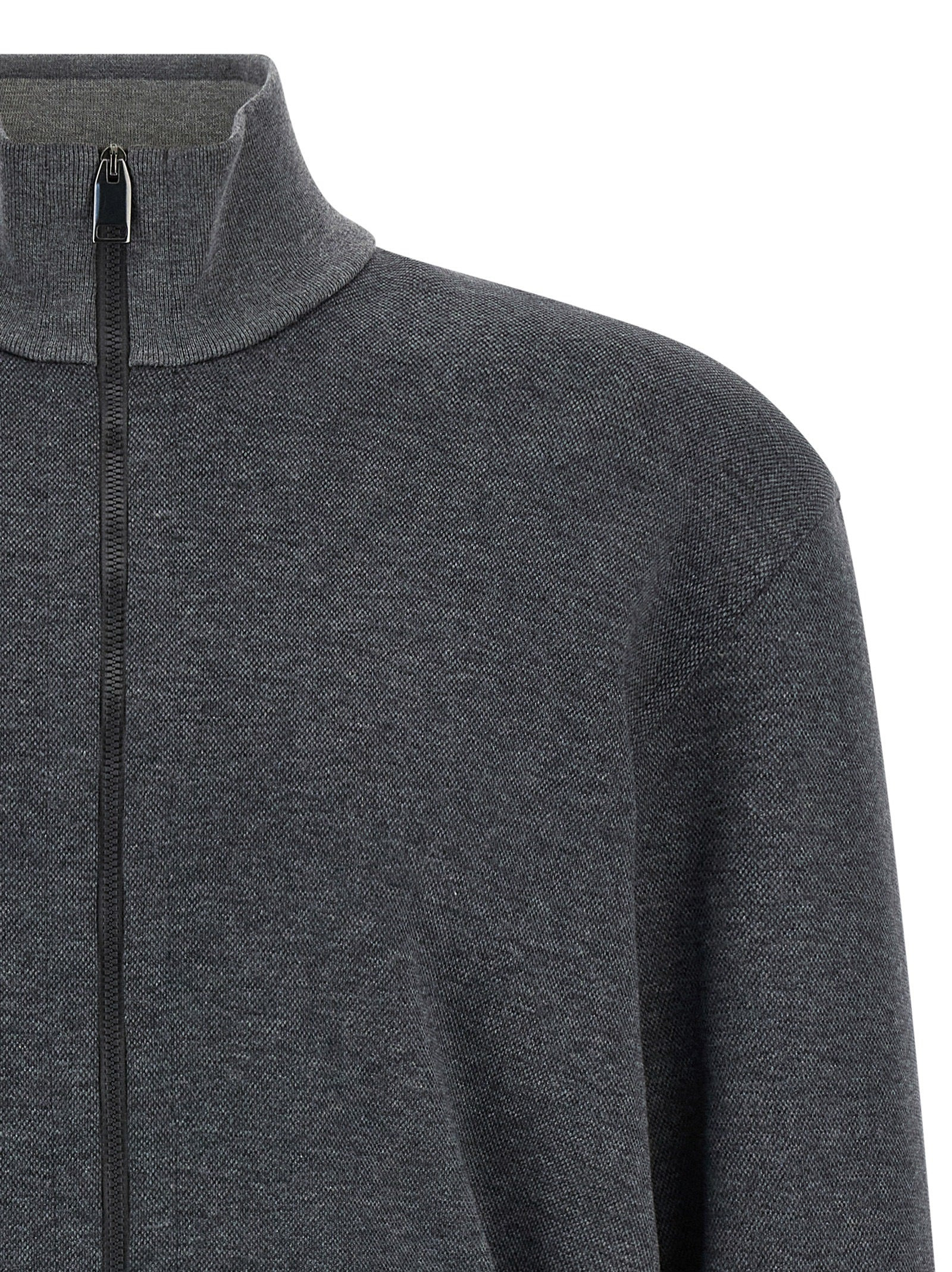 Piqué Cotton Sweatshirt Gray - 3
