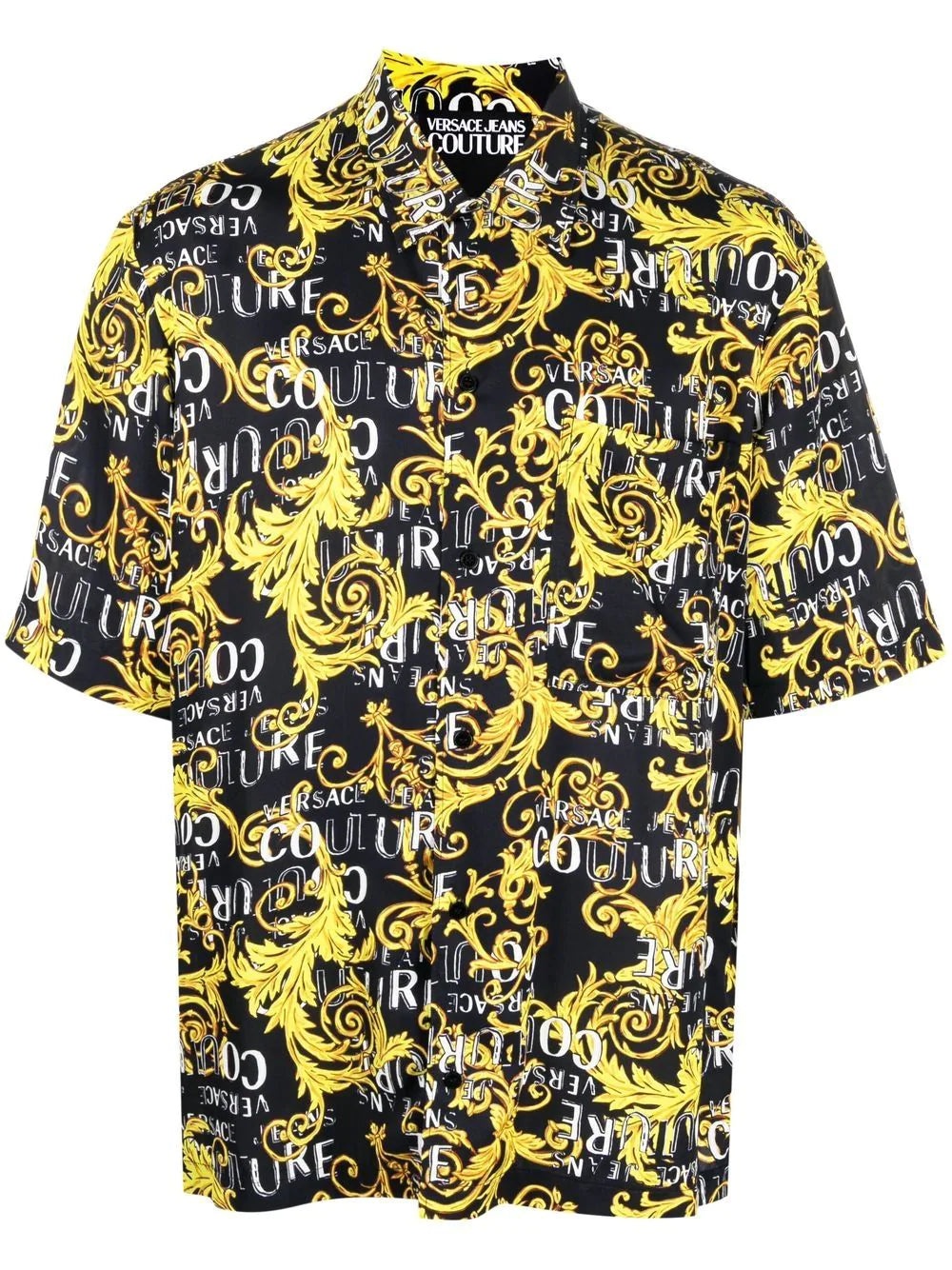VERSACE MEN Baroque Print Short Sleeve Shirt Black/Gold - 1
