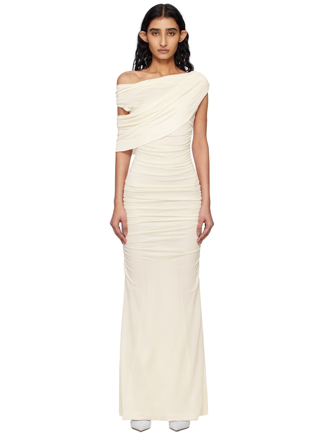 Off-White One-Shoulder Maxi Dress - 1