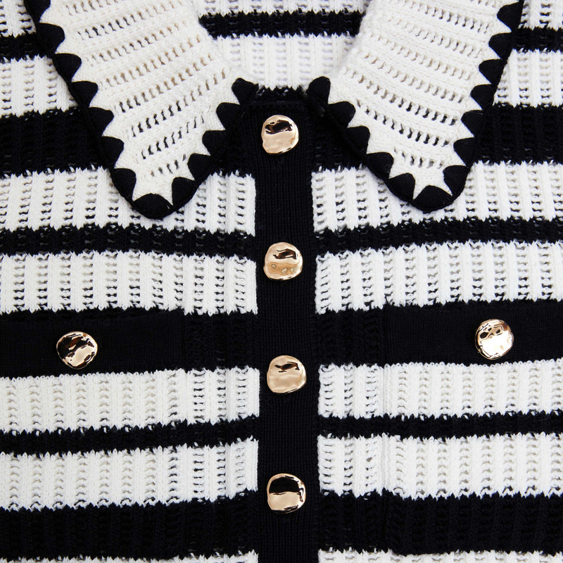 Cream And Black Striped Crochet Top 5