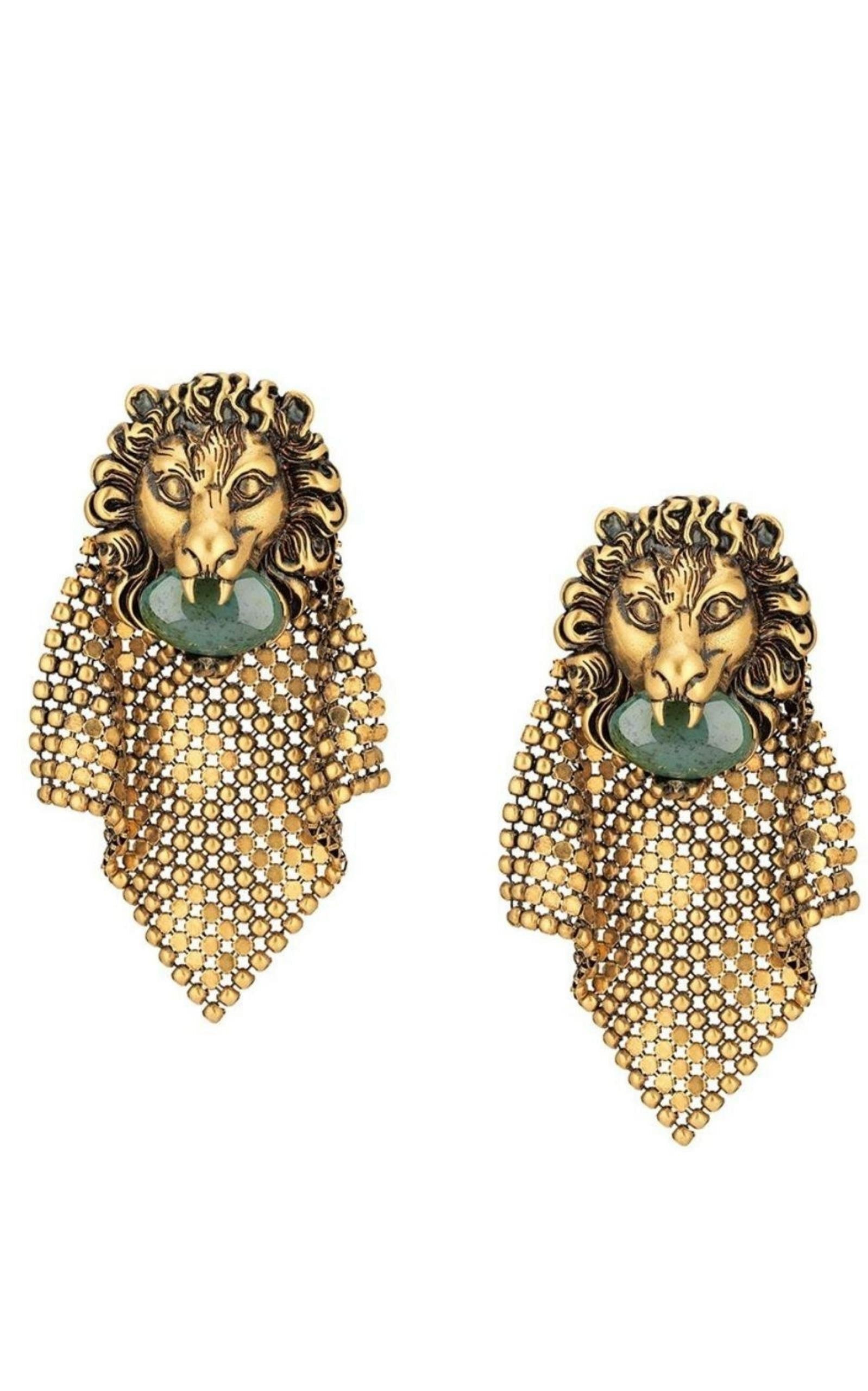Lion Head Mesh Earrings - 4