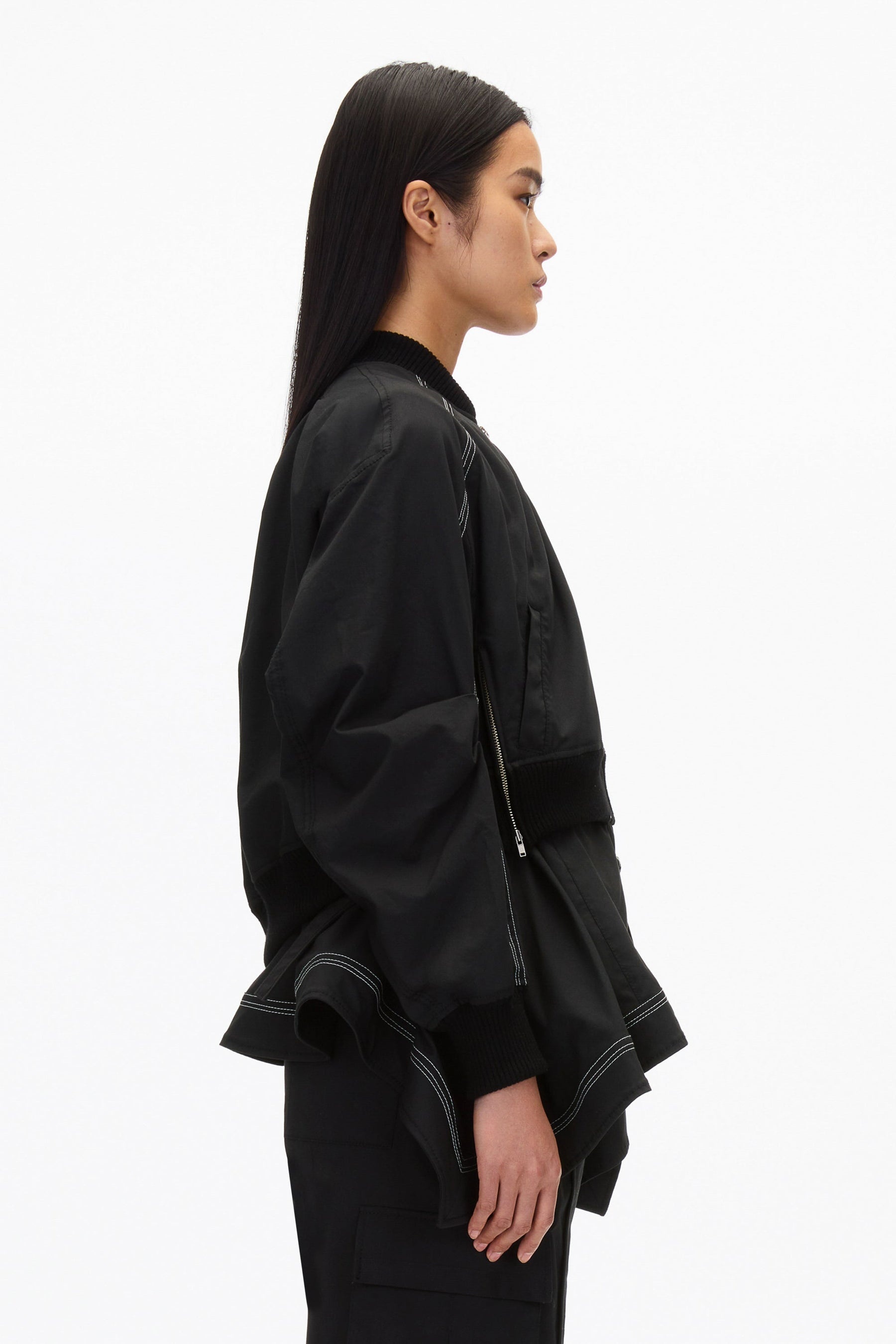 Layered Flounce Bomber Jacket - 3