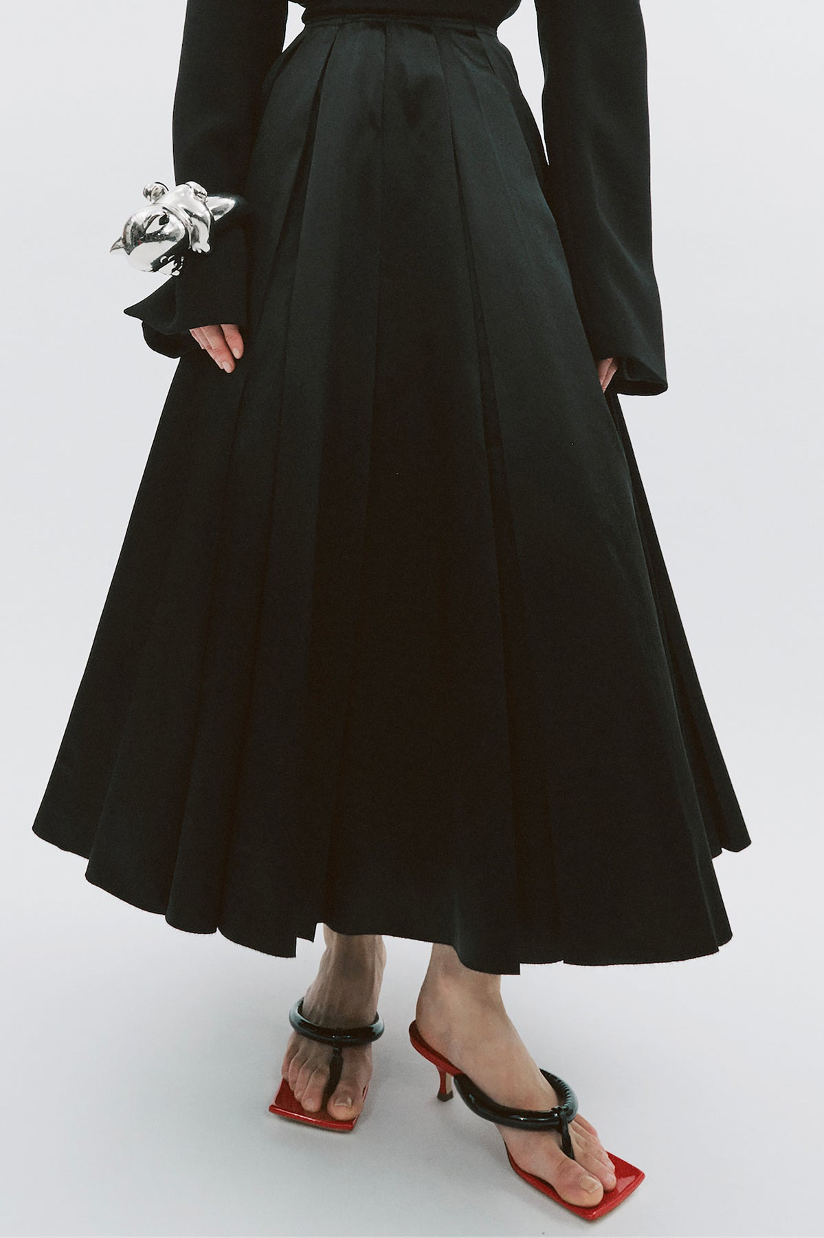 SATIN PANELLED SKIRT BLACK - 9