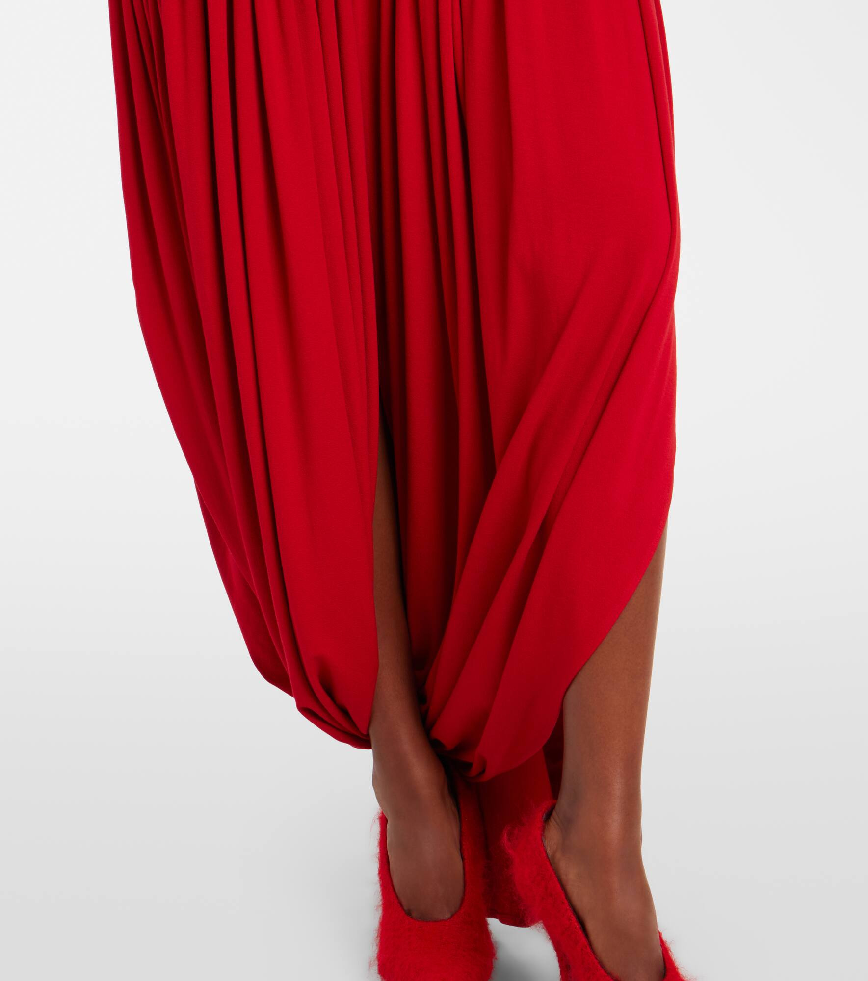 Asymmetric pleated turtleneck maxi dress - 6
