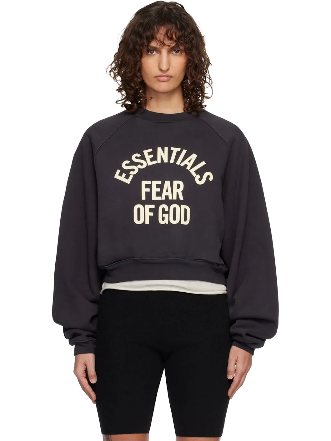Black Campus 90's Cropped Raglan Sweatshirt - 1