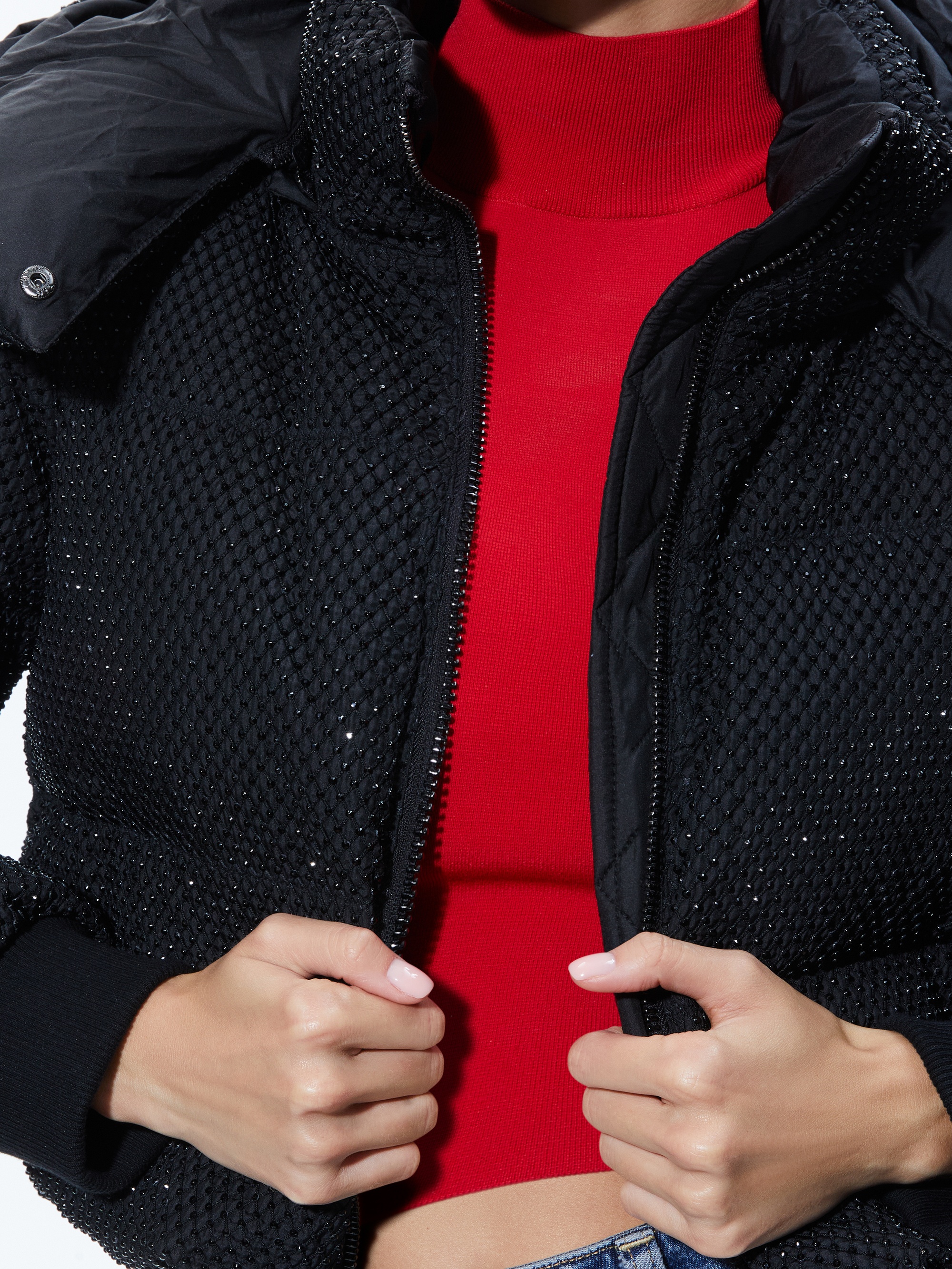 ROBENA CRYSTAL EMBELLISHED CROPPED PUFFER - 4
