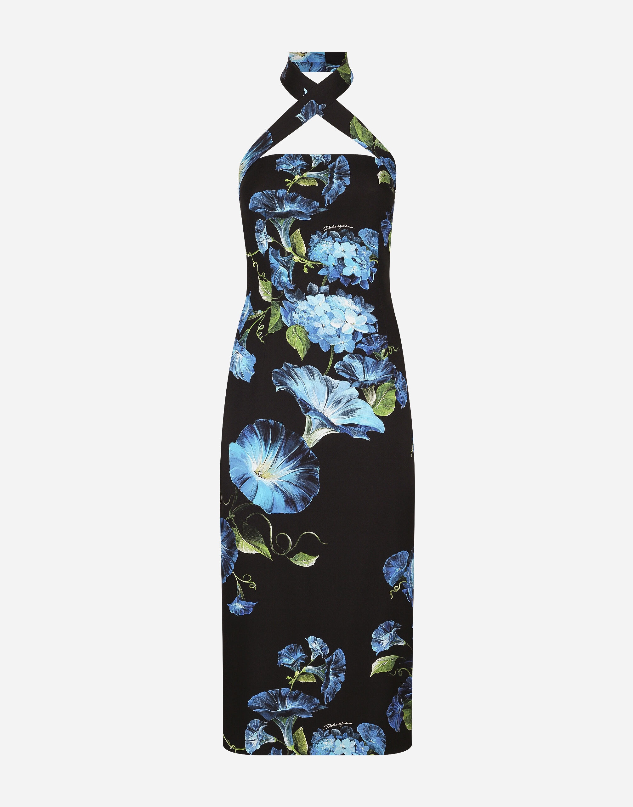 Charmeuse sheath dress with bluebell print - 1